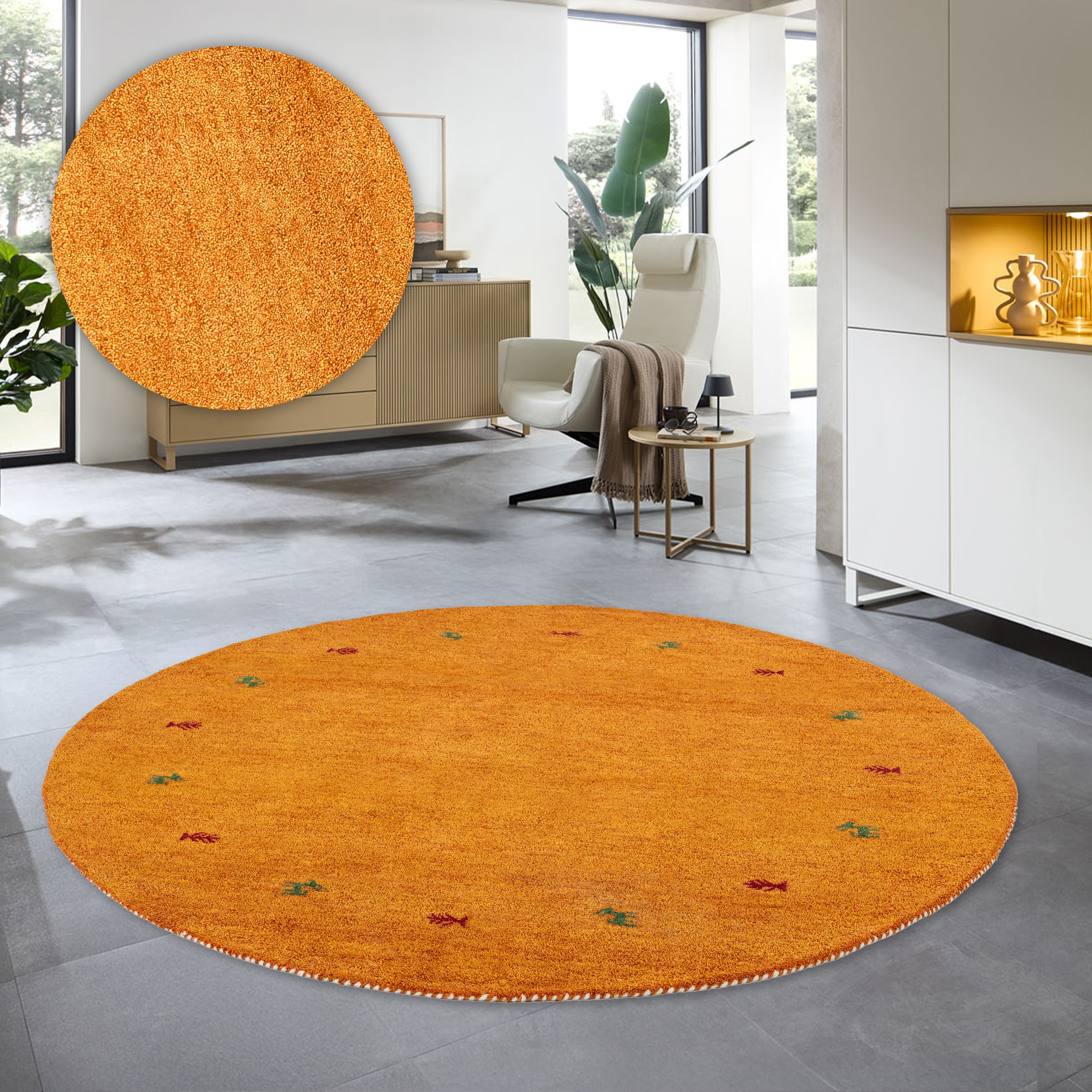 THEKO Wollteppich »Gabbeh Motiv, Handweb Teppich, Tiermotiv,  reine Wolle, handgewebt« rund 14 mm Höhe reine Wolle, handgewebt, Wohnzimmer, Schlafzimmer, Esszimmer