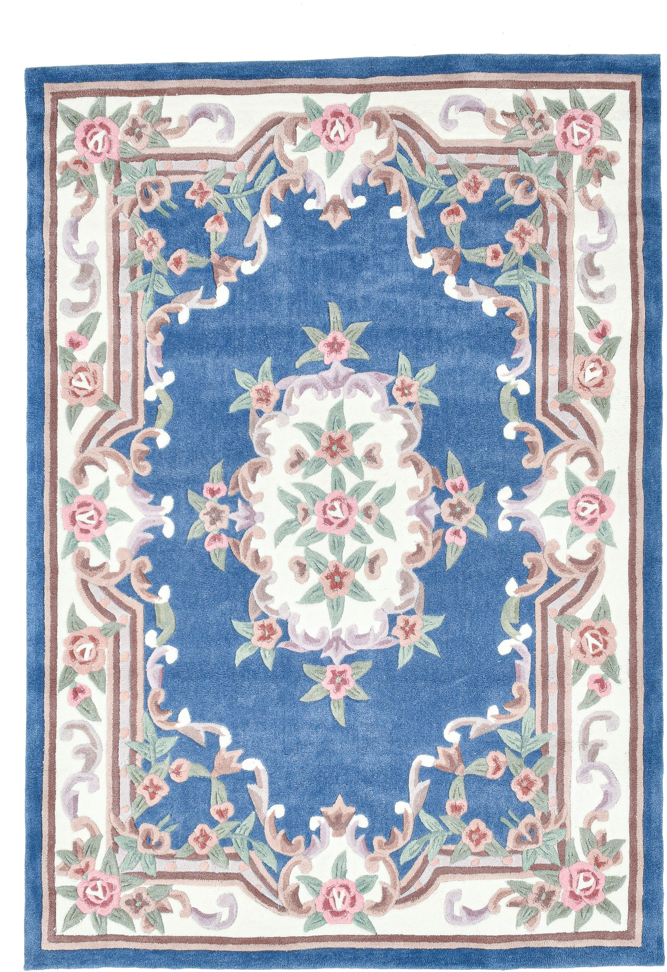 Image of THEKO Teppich "Ming" rechteckig 14 mm Höhe handgefertigt, Pastell-Farben, florales Design, Wohnzimmer