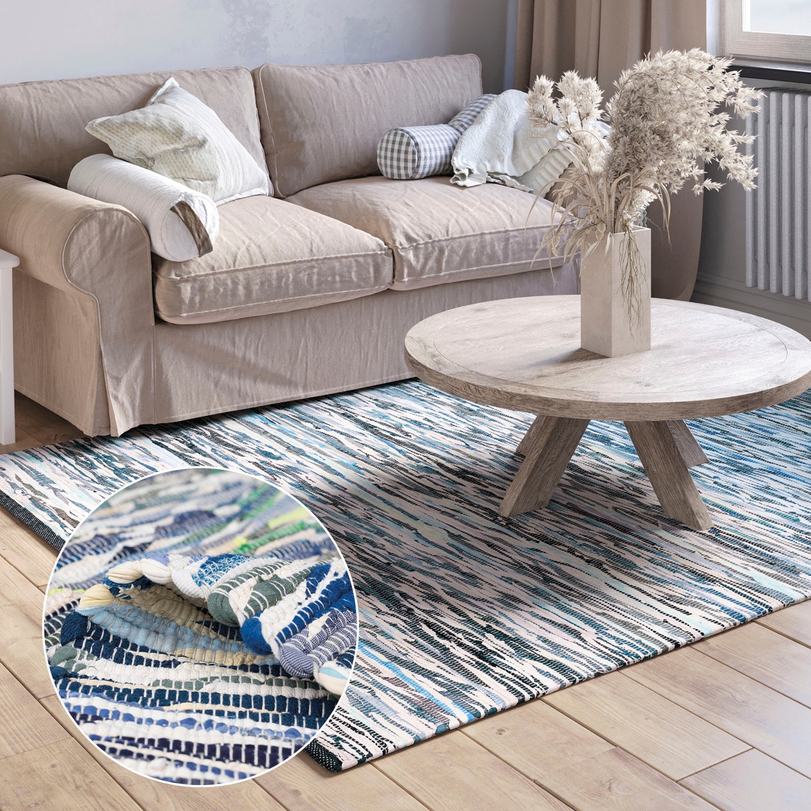 Image of Myflair Möbel & Accessoires Teppich "Ameer" rechteckig 10 mm Höhe Handweb Teppich, 90% Baumwolle, handgewebt, Scandi