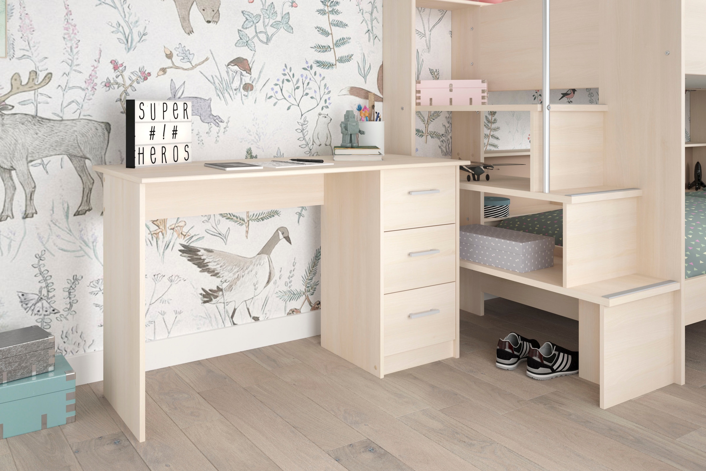 Parisot Jugendzimmer-Set »Bibop«, (3 tlg., Etagenbett, zwei Schreibtische), mit 2 Schreibtischen