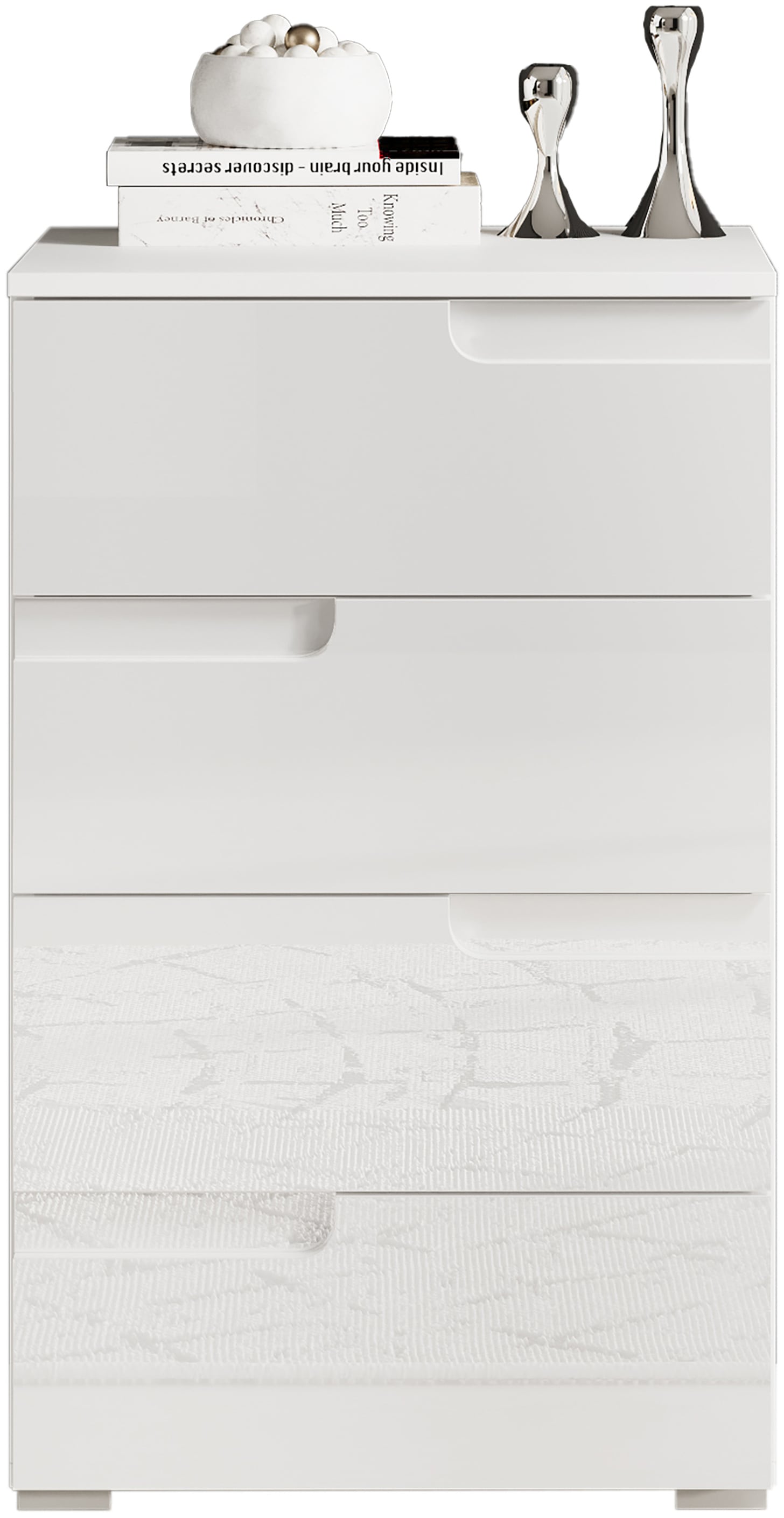 HBZ Kommode »Spice Weiss Hochglanz, BxHxT 50x80x40 cm« Kommode mit 4 Schubkästen