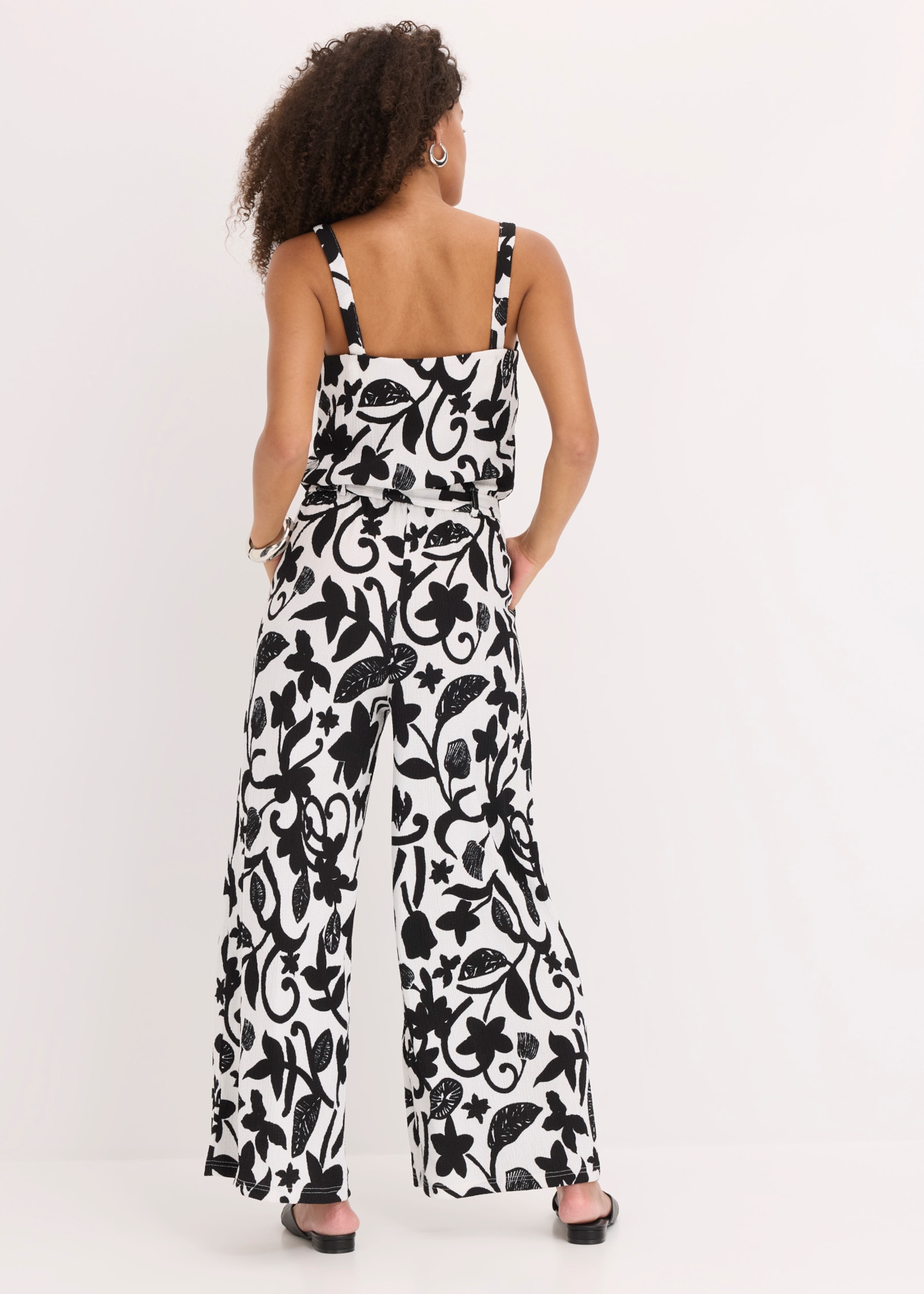 bonprix Jumpsuit mit floralem Druck, ohne Ärmel, Loose Fit, aus Polyester und Elasthan