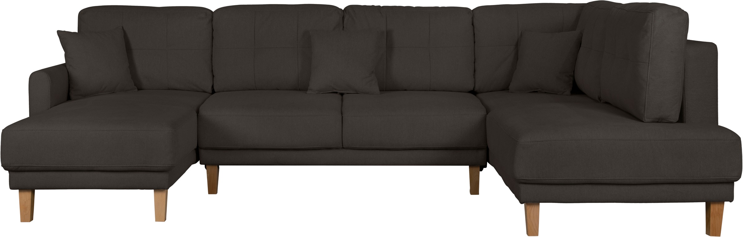 Home affaire Wohnlandschaft »TRIPLO U-Form wahlweise mit Schlaffunktion, B/T/H: 310/192/90 cm«, Schlafsofa, auch mit Bettkasten, Steppung im Rückenkissen
