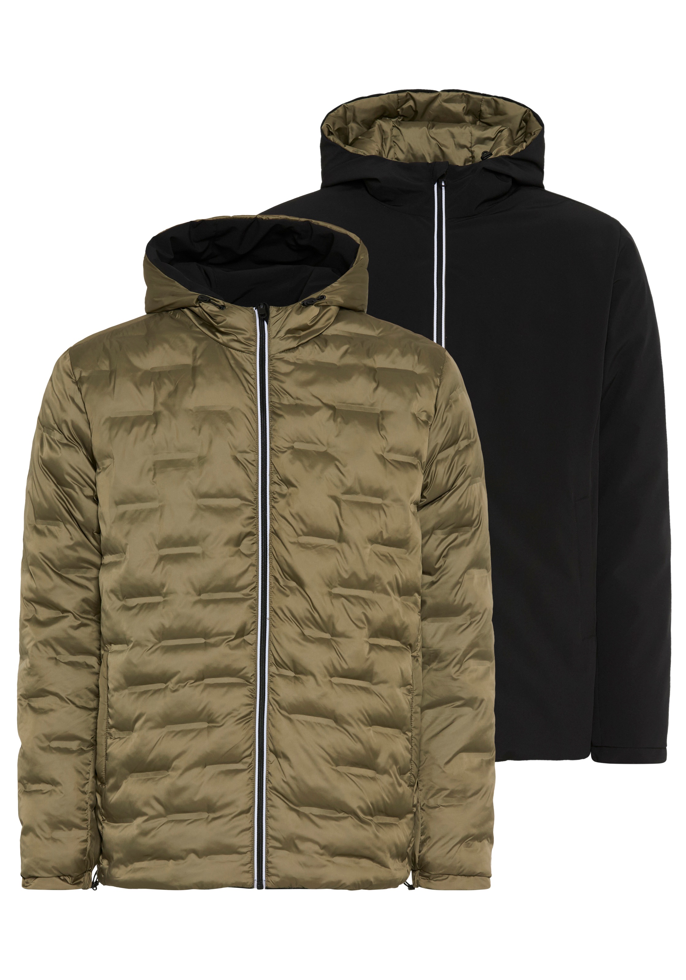 Man's World Veste réversible avec capuche veste 2-en-1 à porter des deux côtés, une face matelassée