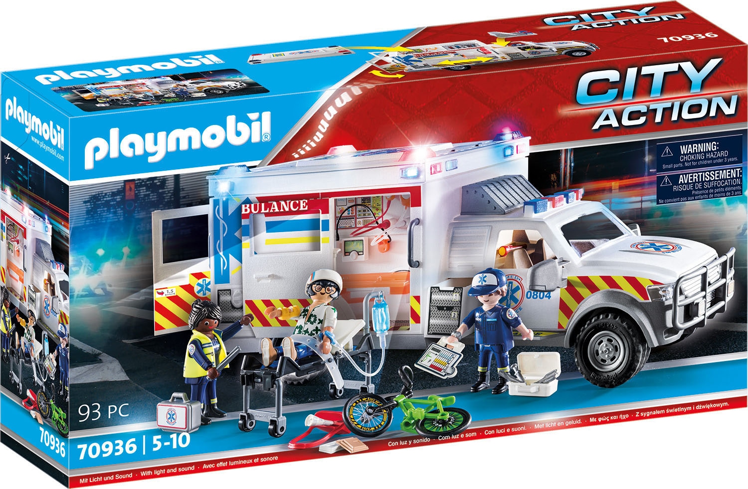 Konstruktions-Spielset »Rettungs-Fahrzeug: US Ambulance (70936), City Action«, (93...