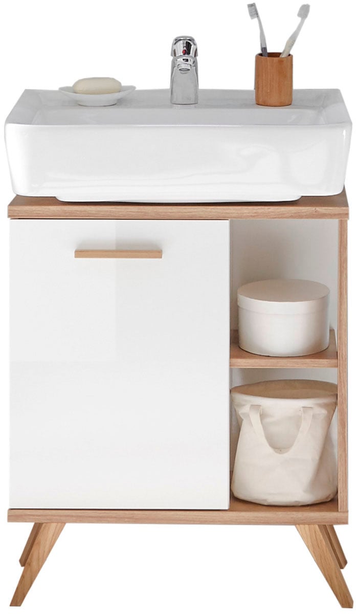 Saphir Ensemble de meubles de salle de bain »Quickset 4-teilig, Waschbeckenunterschrank mit LED-Spiegel« 5 cuis tlg.