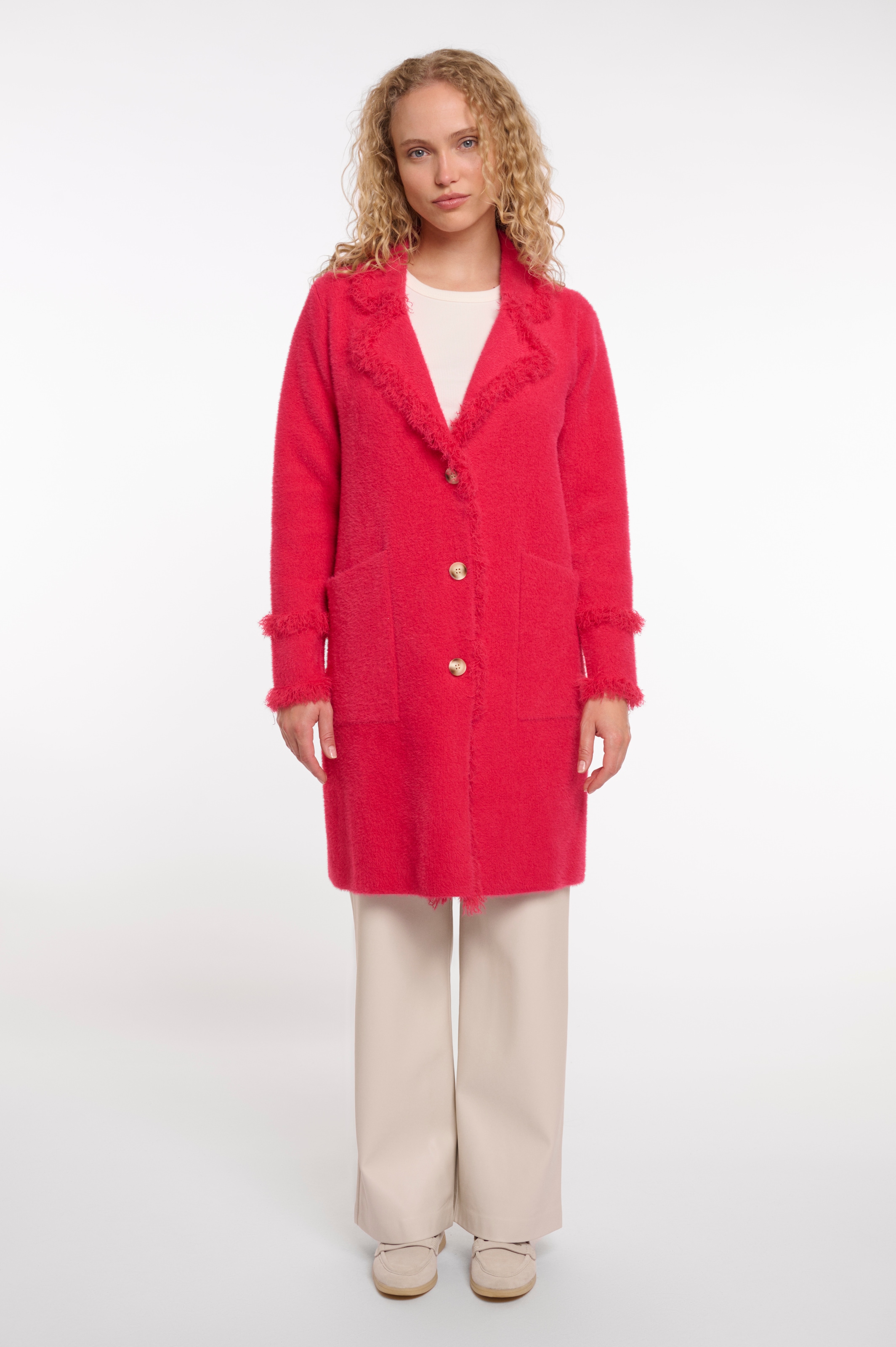Rino & Pelle Cardigan long »CATENA« avec détails à franges et boutons
