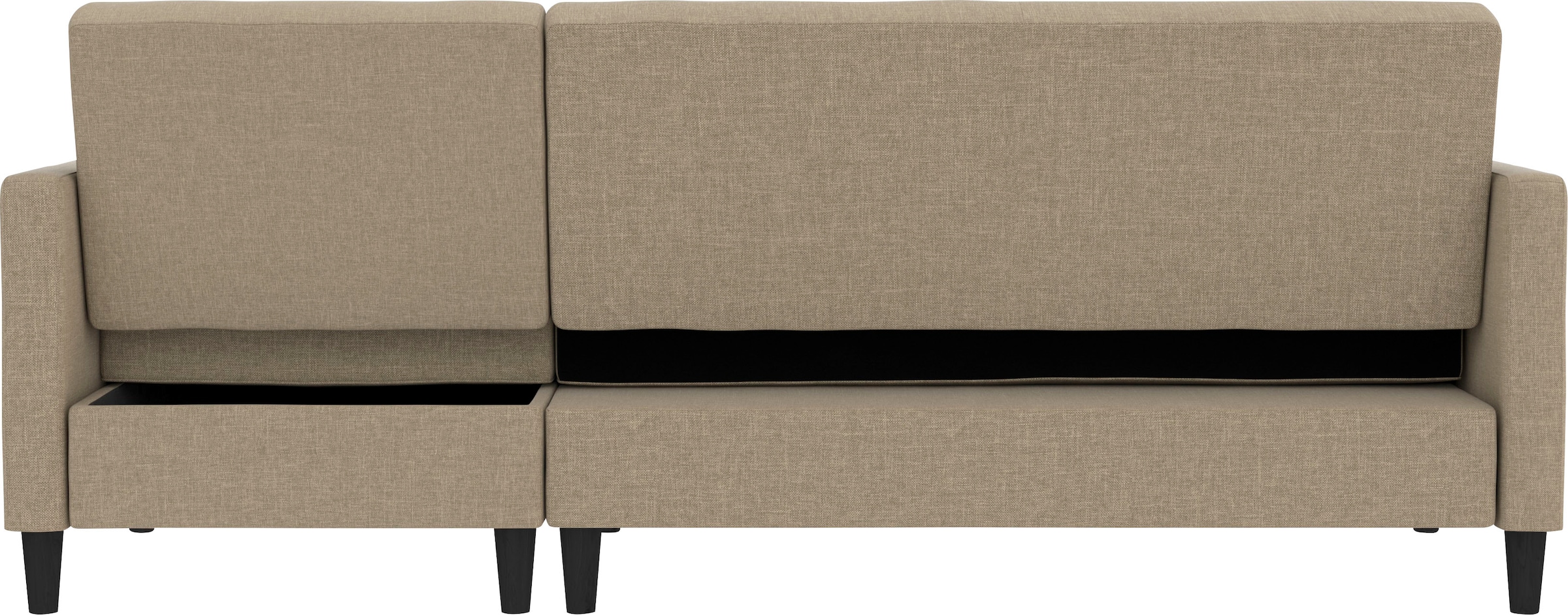 Dorel Home Ecksofa mit Schlafffunktion, Recamiere mit Stauraum beidseitig montierbar, Rückenlehne 2-teilig und 3-fach verstellbar