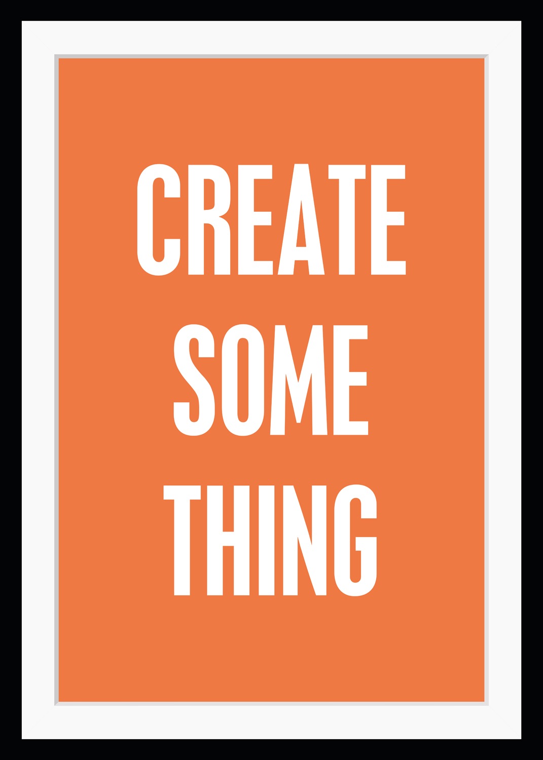 Image of queence Bild "CREATE SOMETHING" Motivationsbilder Schriftzug Sprüche & Texte HD Premium Poster-Druck inkl. Holzrahmen