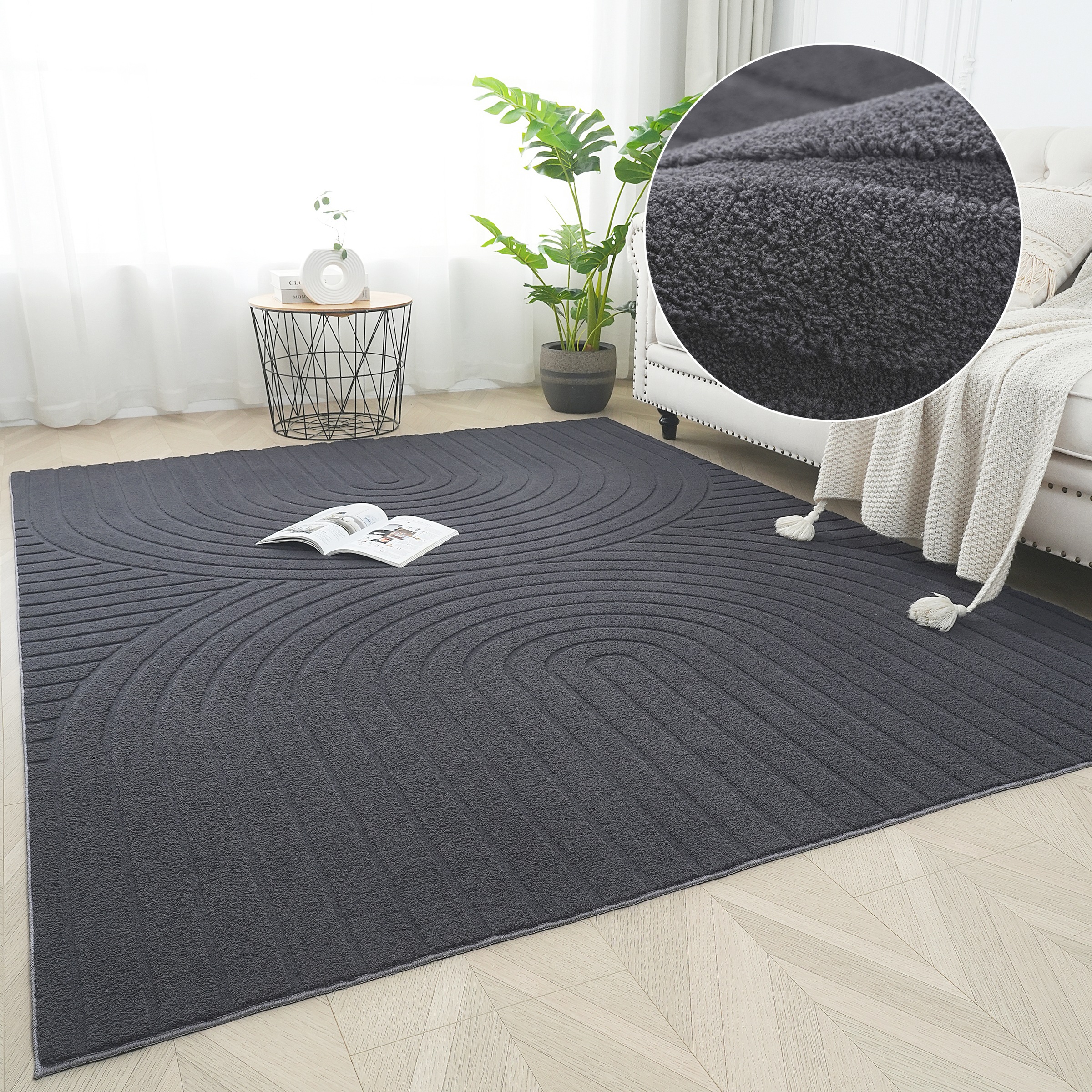 Image of GOODproduct Teppich "Cali Regenbogen, Hoch-Tief-Effekt" rechteckig 15 mm Höhe Uni-Farben, flauschig, waschbar, Wohnzimmer, Schlafzimmer
