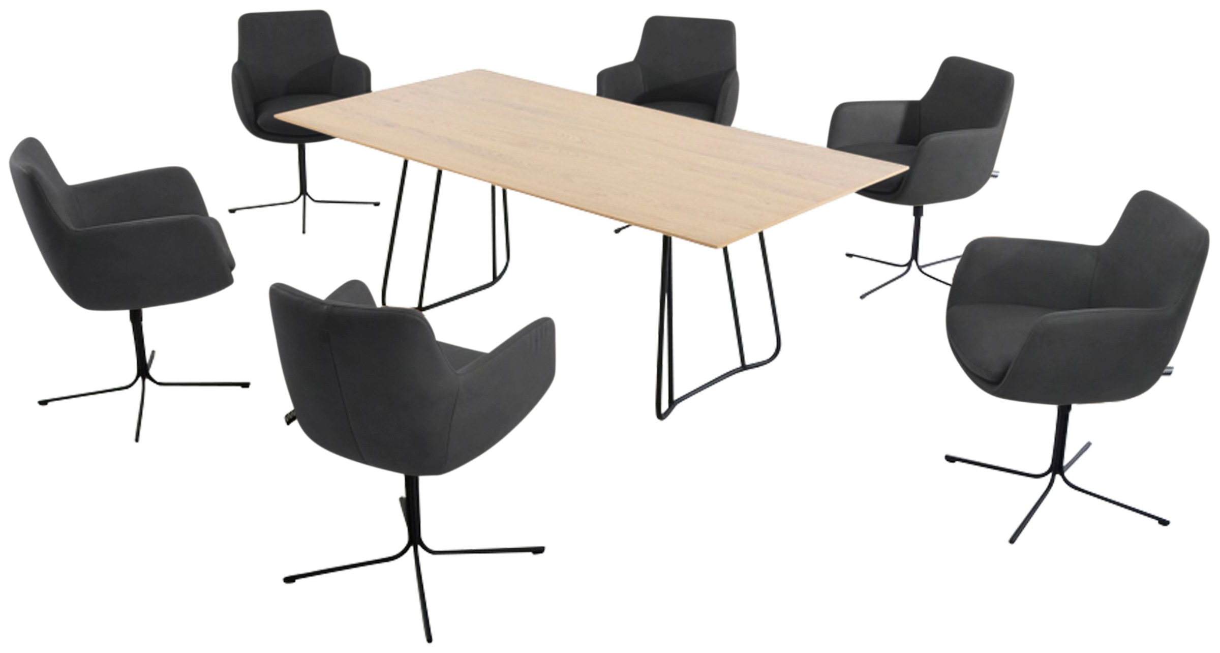 K+W Komfort & Wohnen Esszimmerstuhl »Pego Drehstuhl« () filigranem 4-Fuss-Gestell in schwarz