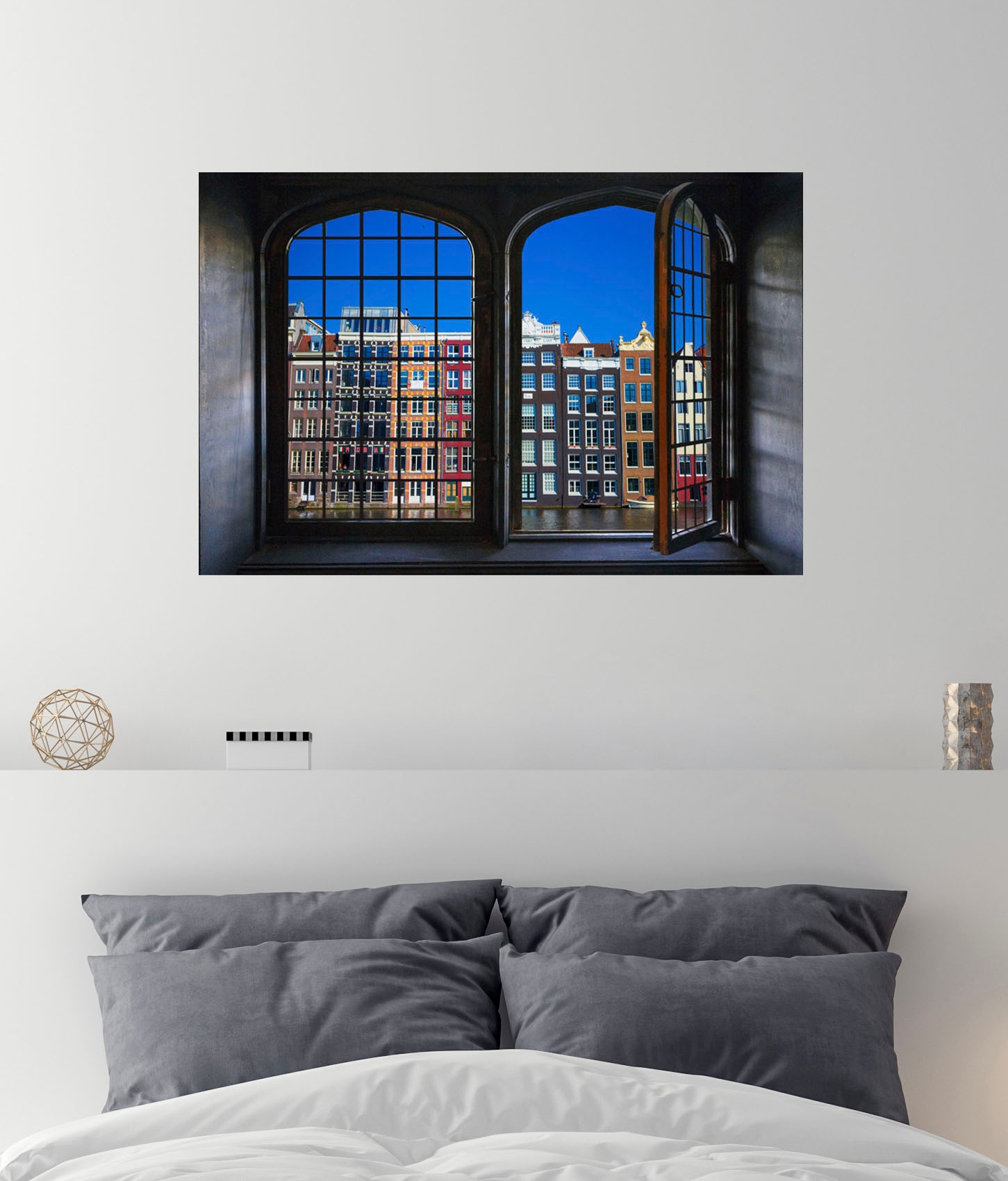 queence Autocollants muraux »Häuserfront« Wandsticker, Wandbild, selbstklebend, 3D, Fenster