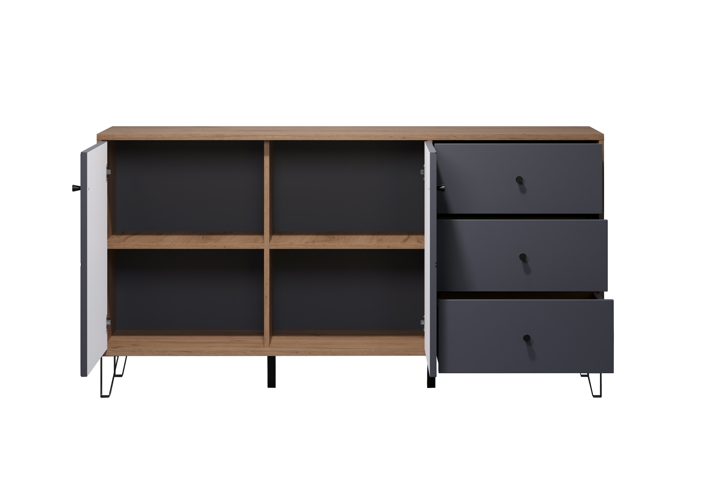Places of Style Sideboard »Molveno«, (1 St.), aussergewöhnliches Design mit strukturierten Fronten, Soft-Close
