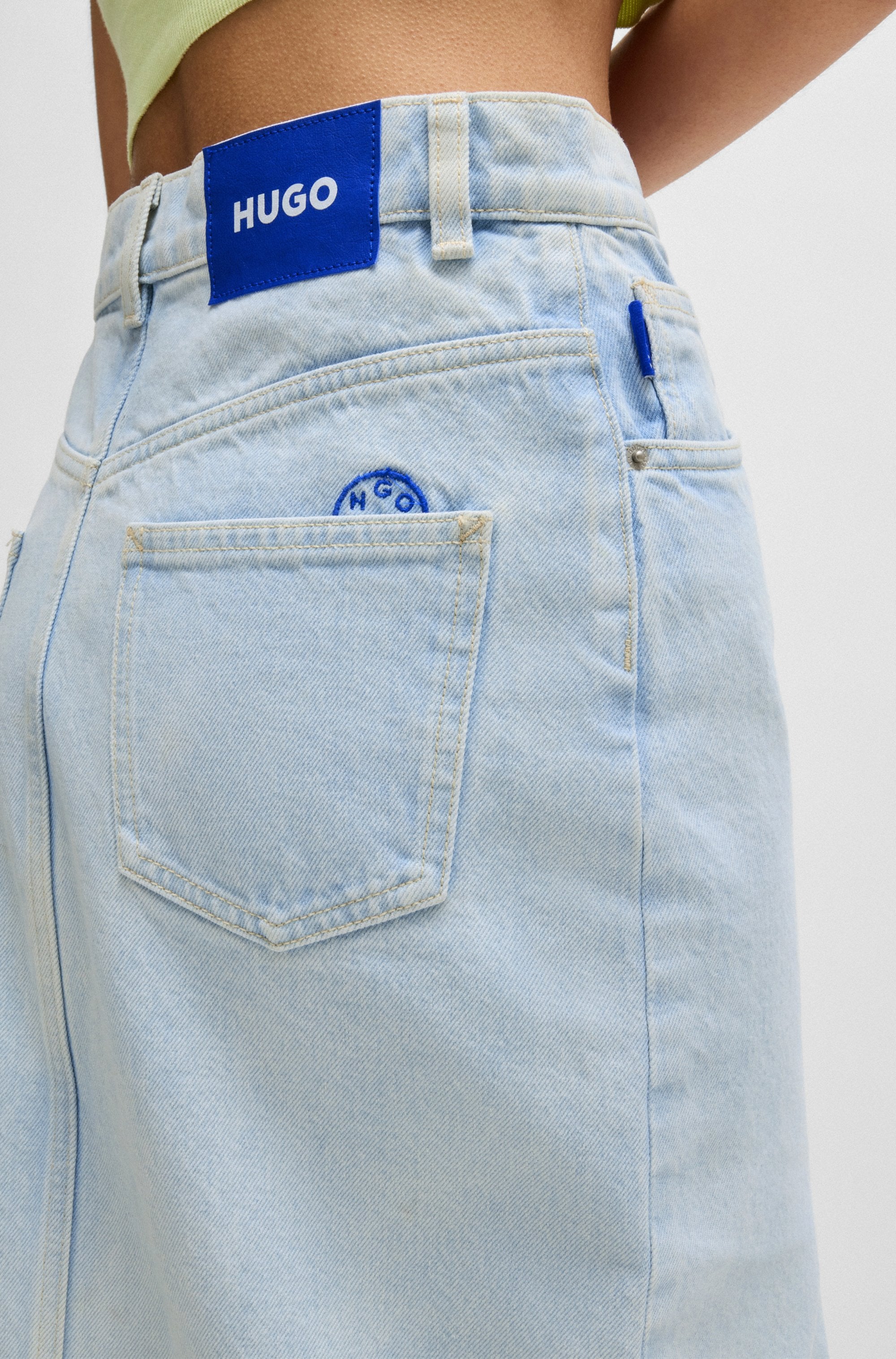 HUGO Blue Jeansrock »Galita«, mit Fransen am Saum Midi Rock