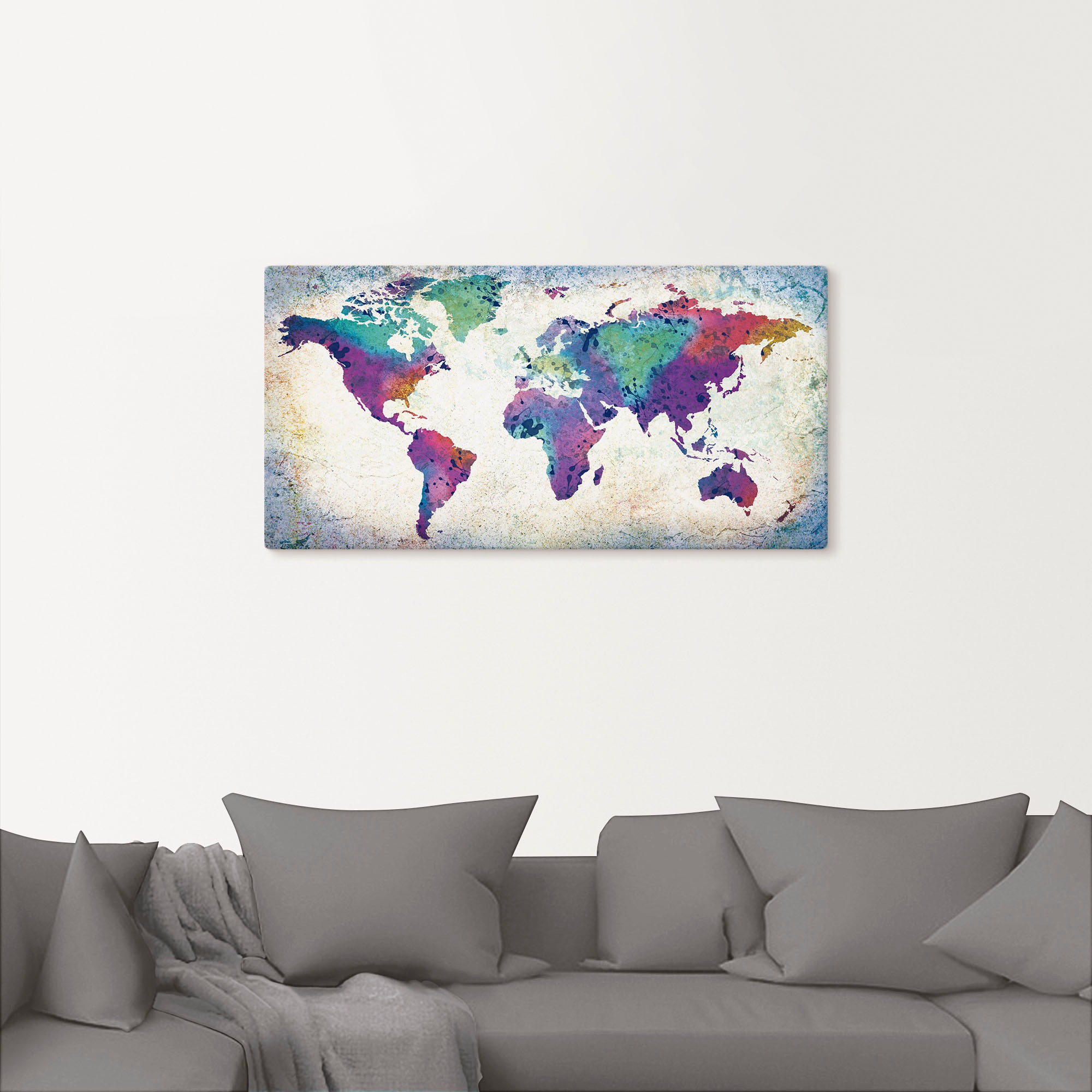 Artland Wandbild »bunte Weltkarte«, Land- & Weltkarten, (1 St.), als Alubild, Outdoorbild, Leinwandbild, Poster, Wandaufkleber