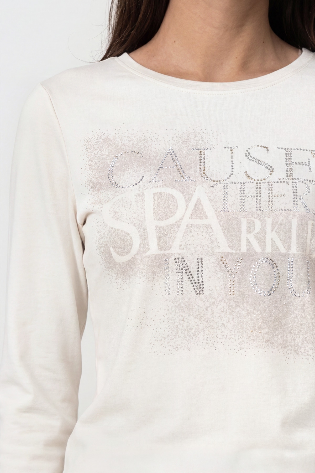 Monari Sweat-shirt »Sweatshirt Schmuck Schrift«, Coupe régulière avec col rond
