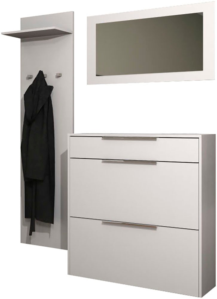 Image of borchardt Möbel Garderoben-Set "Oliva, Hängeschuhschrank, Spiegel, Garderobenpaneel" 3 Stk. tlg.