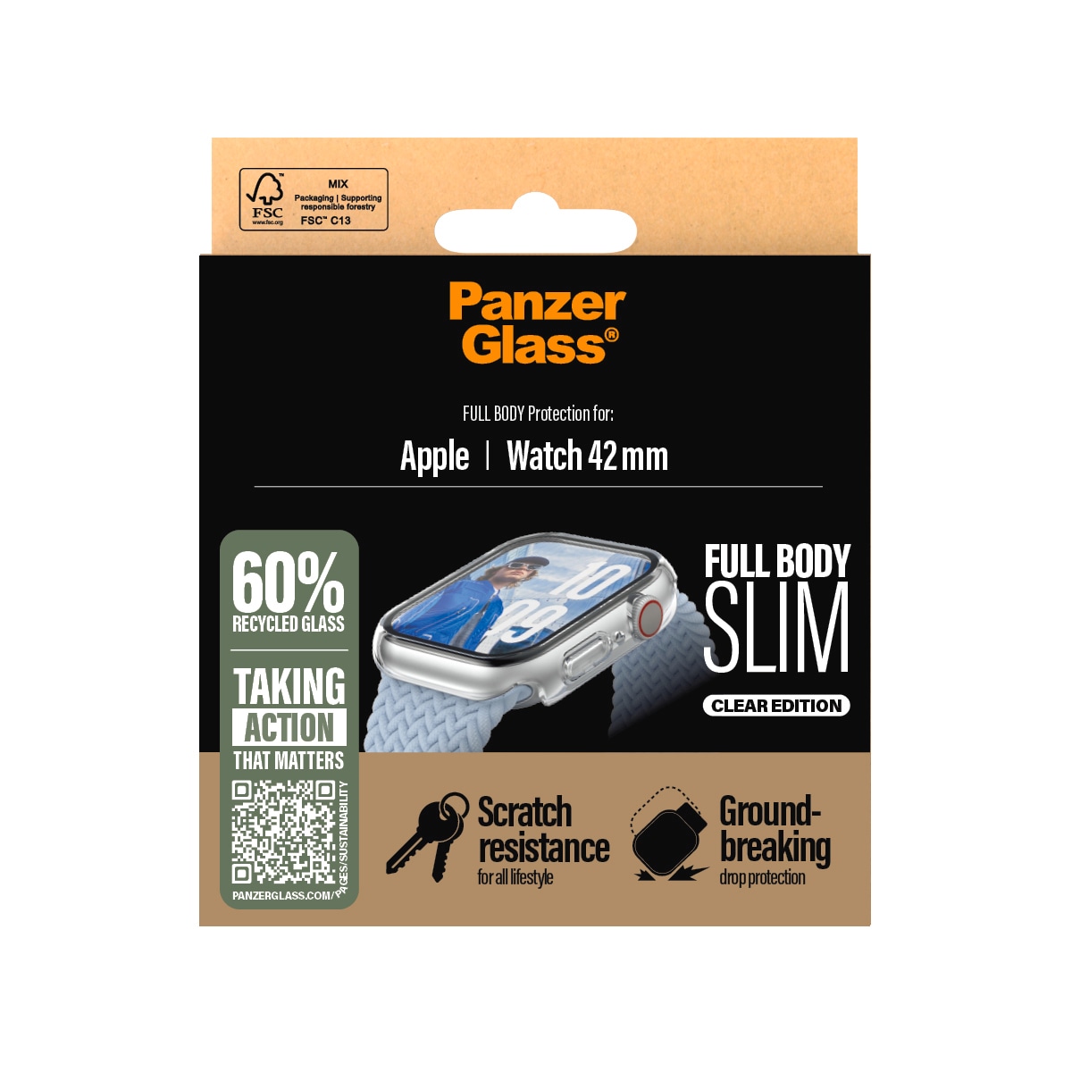 CARE by PanzerGlass Displayschutzglas »Slim Full Body Protection«, für Apple Watch 10 42mm, Schutzhülle, Schutzfolie, Bildschirmschutz, kratz- & stossfest