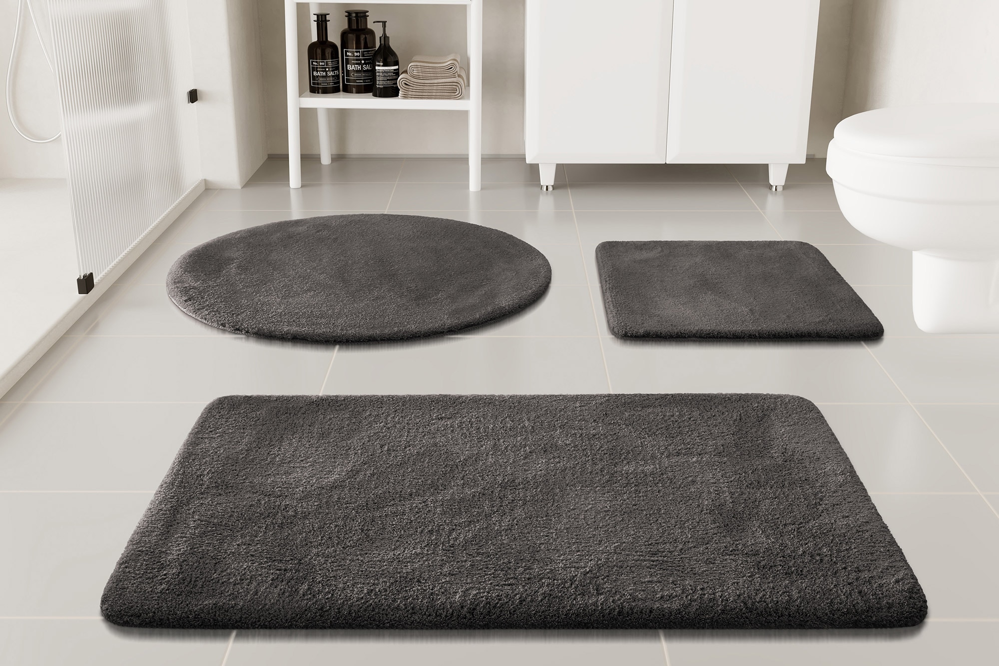 GOODproduct Tapis de bain »Neele« Höhe 20 mm Badteppich, getuftet, modern, Uni, antirutsch, flauschig, Hochflor