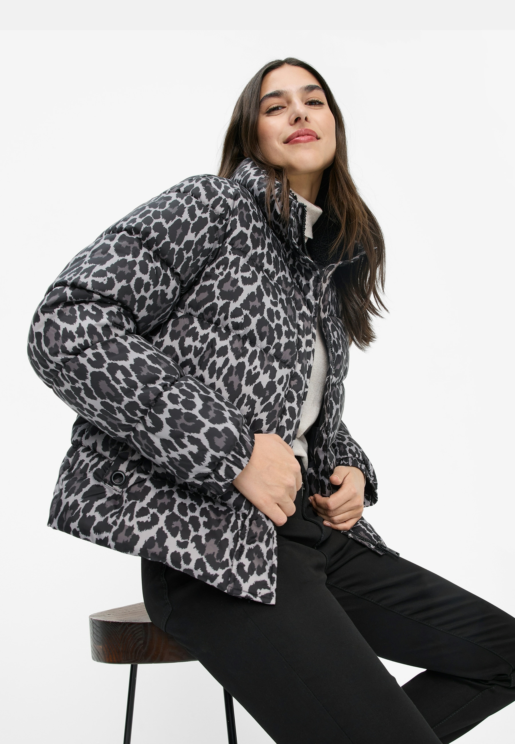 Fuchs Schmitt Steppjacke »Steppjacke« ohne Kapuze mit Animalprint