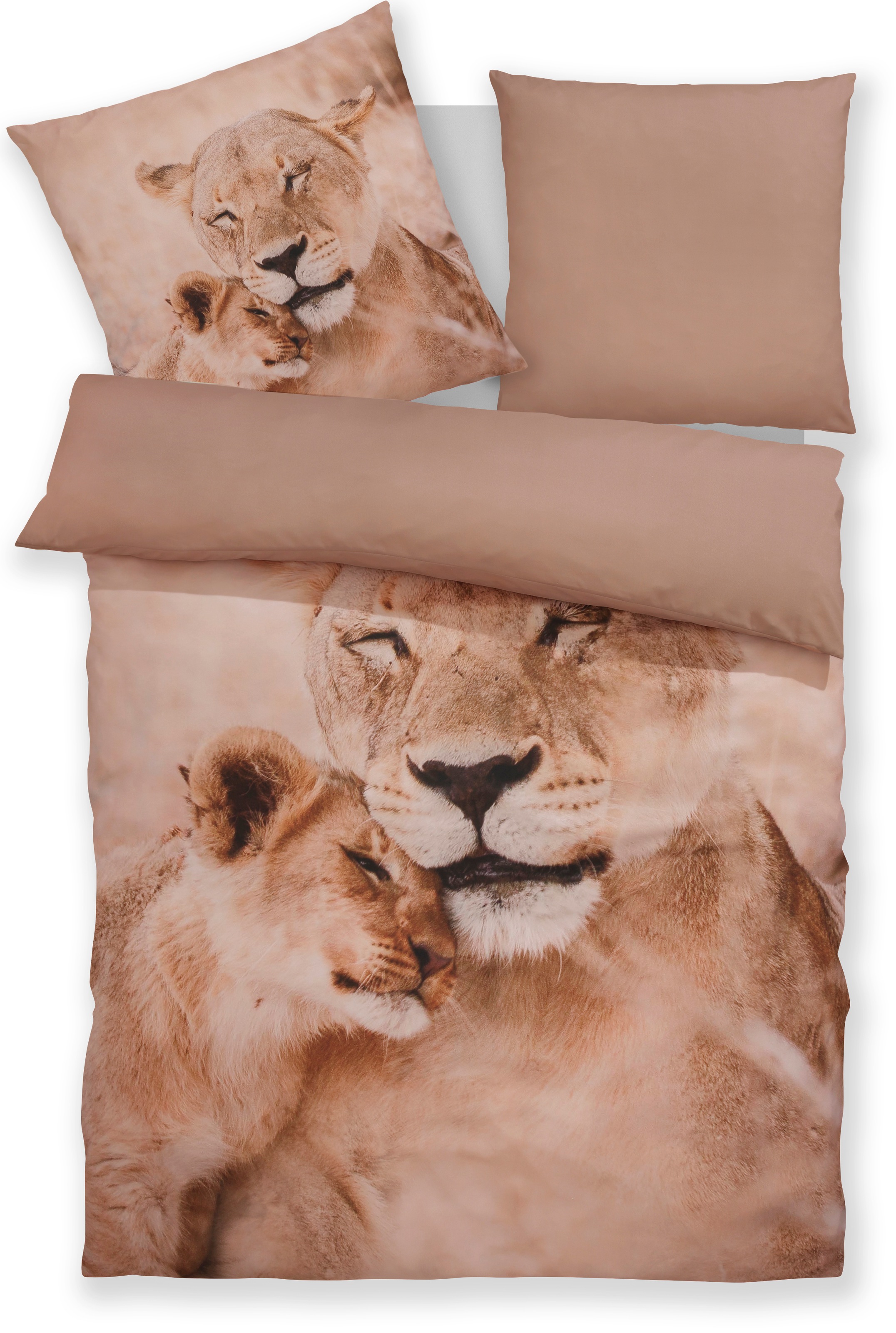 Image of GOODproduct Bettwäsche "Lyki" 2 ab Grösse 135x200 cm, 100% Polyester, Katze, Pferd, Löwe, Pinguin