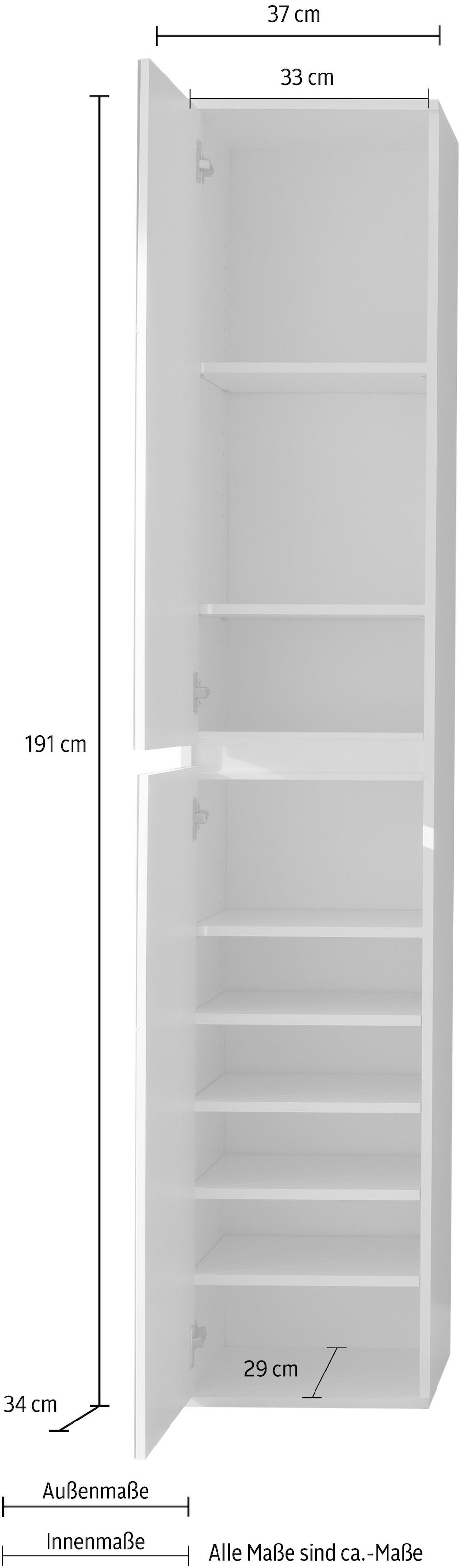 Home affaire Armoire vestiaire »Malcesine« Garderobenschrank mit 2 Türen - (B/T/H) 37/34/191 cm