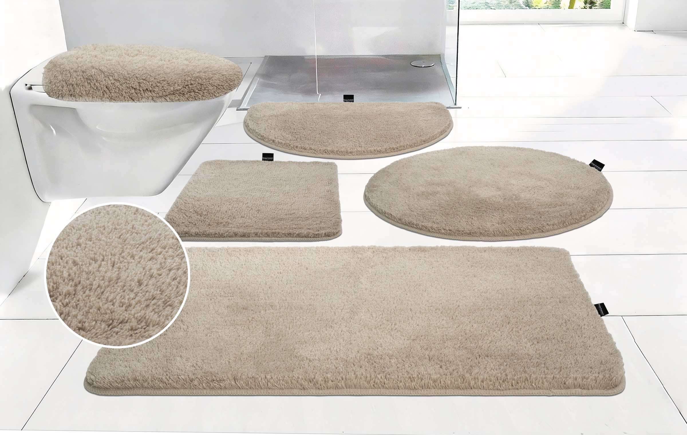 Bruno Banani Badematte »Lana, Standard & Premium Qualität, 25 mm oder 30 mm Höhe« rutschhemmend beschichtet fussbodenheizungsgeeignet | schnell trocknend | strapazierfähig Badteppich, Badematten, unifarben, auch als 3 teiliges Set & rund