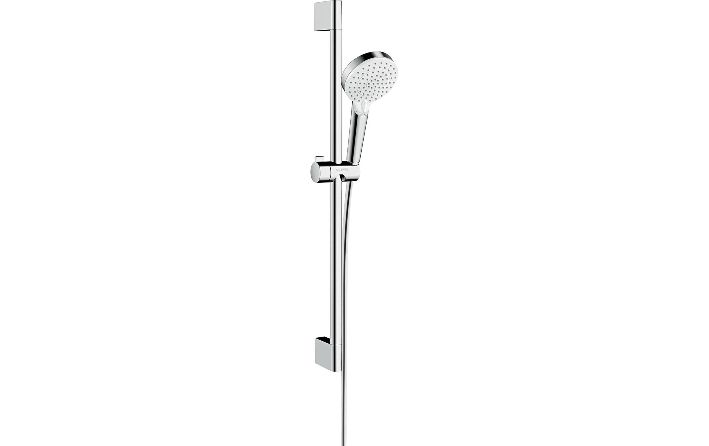 Image of hansgrohe Duschsystem "Crometta" Komplett-Set, 10cm, wassersparend 9 l/min, mit Duschstange 65cm, Weiss/chrom