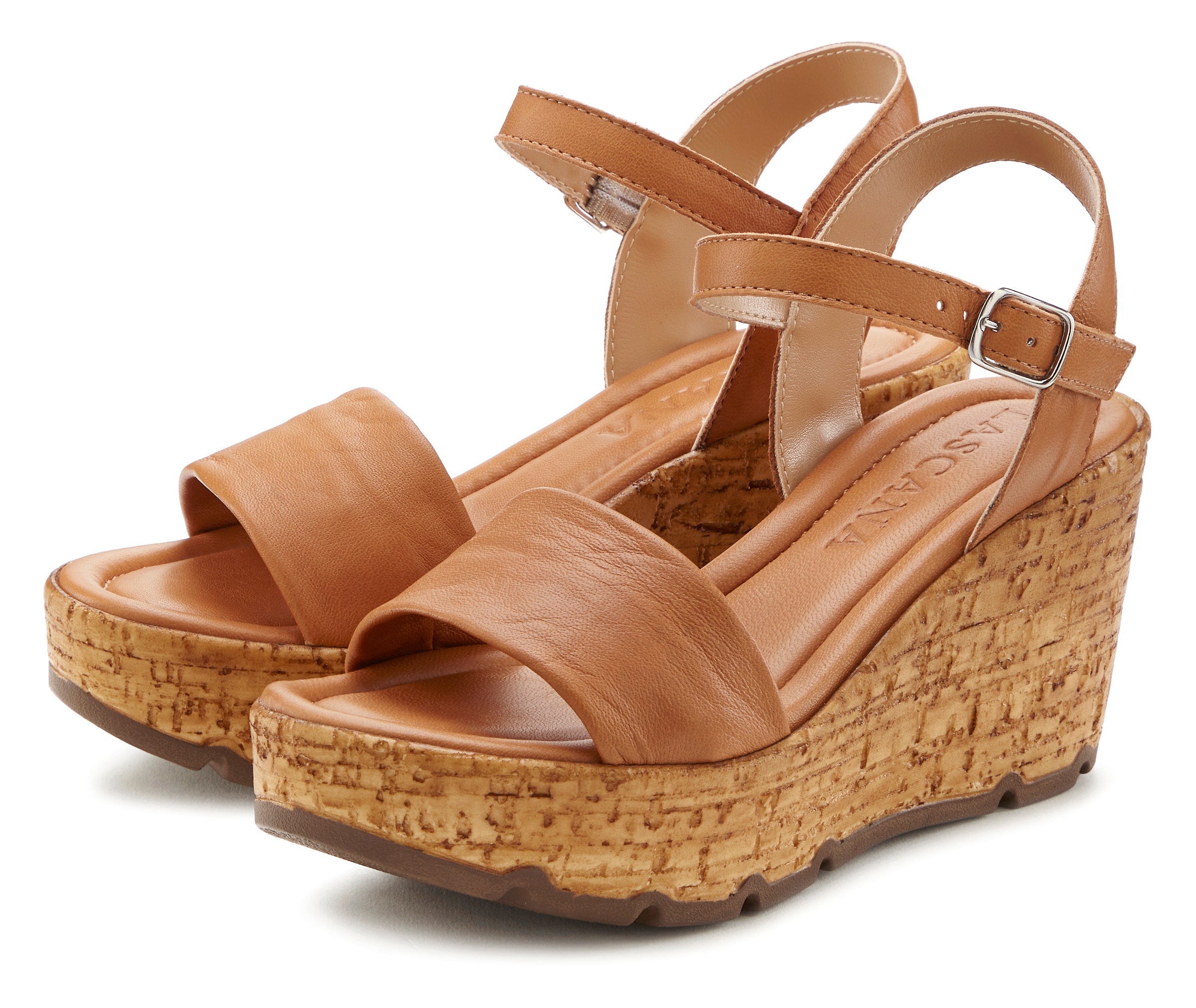 LASCANA Sandalette »Sommerschuh«  Sandale, Sommerschuh, offener Schuh aus Leder mit Keilabsatz