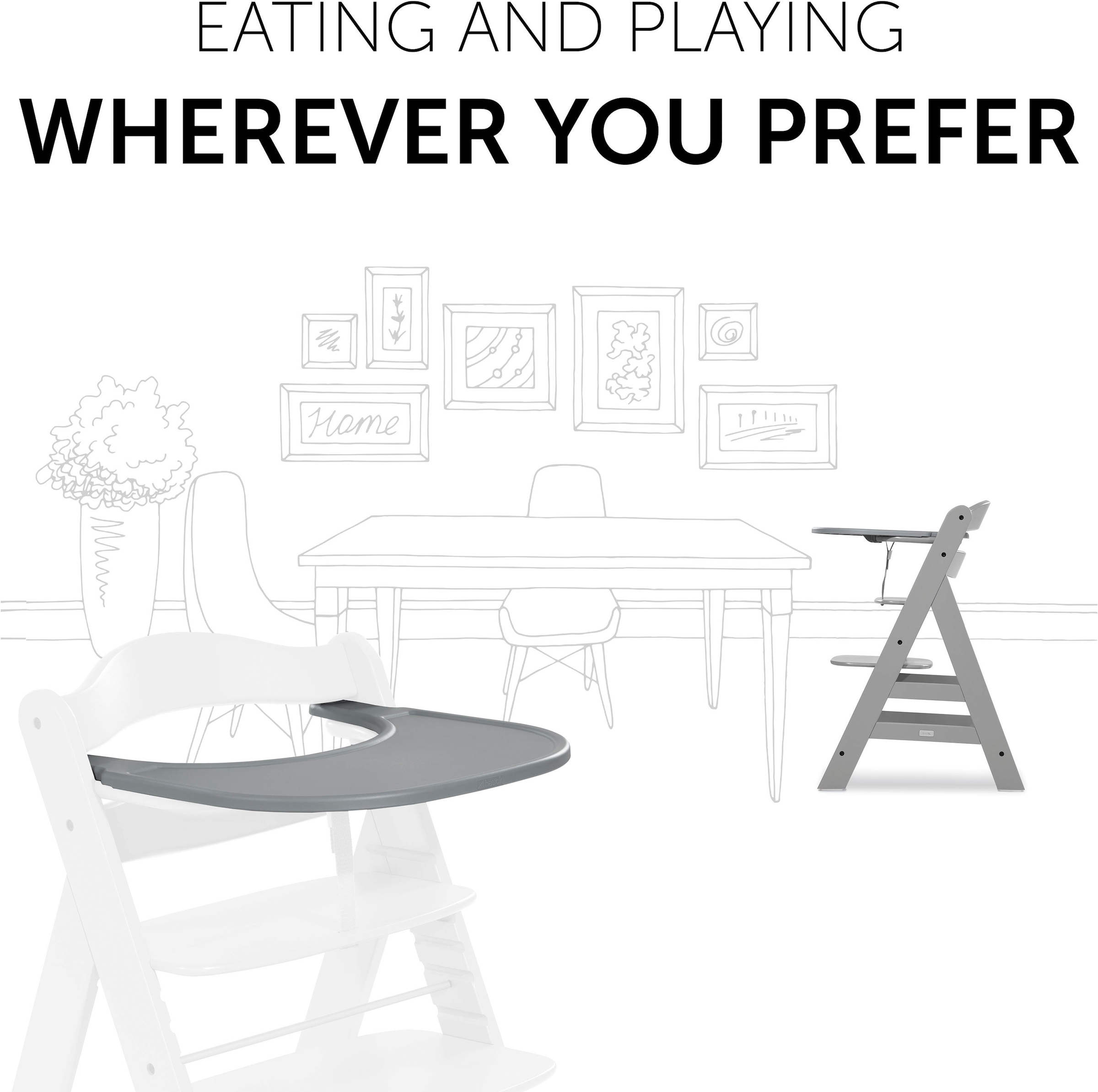Hauck Plateau de chaise haute »Alpha Click Tray, grau« Hauck Hochstuhl Alpha+
