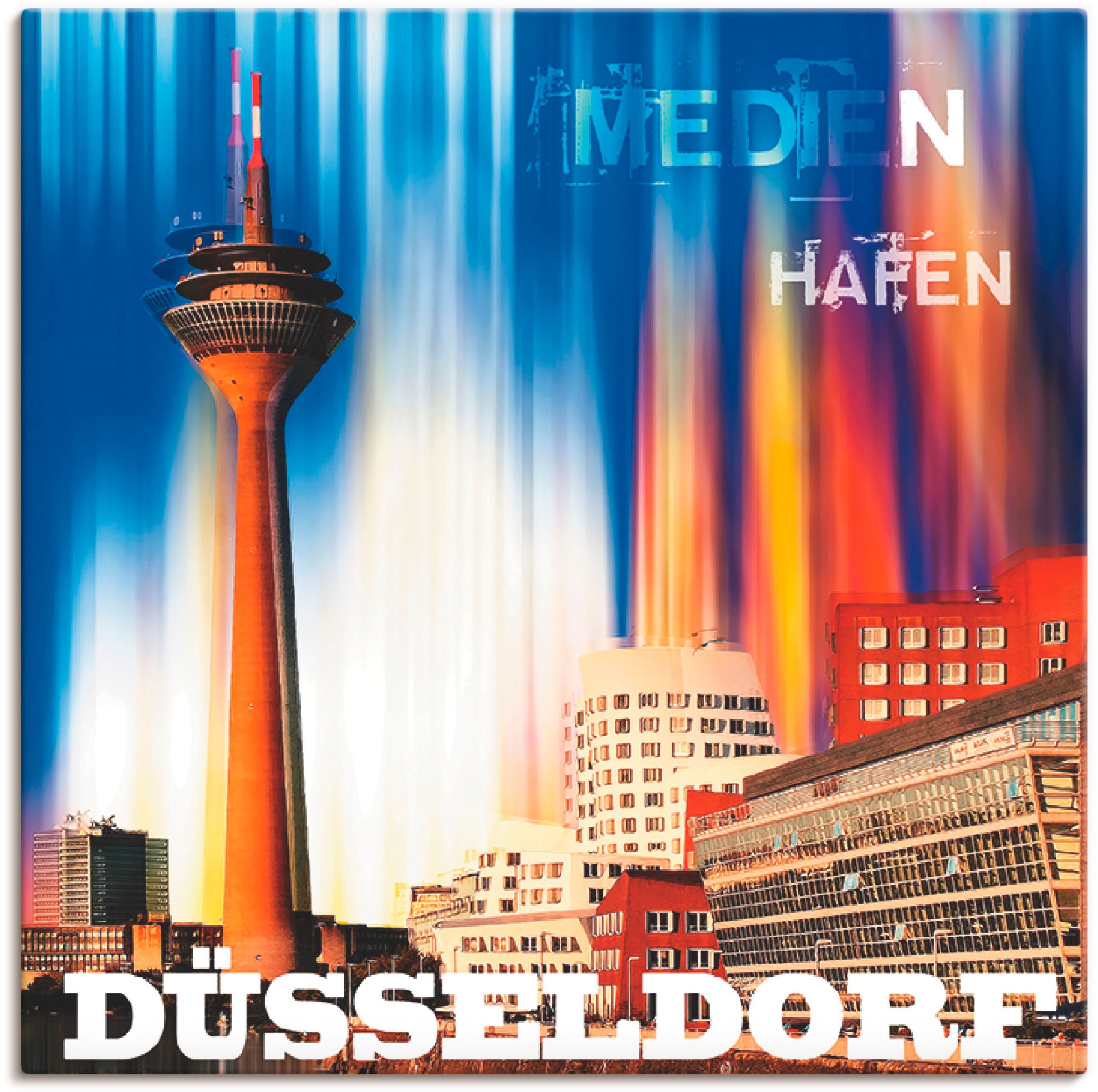 Artland Leinwandbild »Düsseldorf Skyline Abstrakt 03«, Deutschland, (1 St.), auf Keilrahmen gespannt