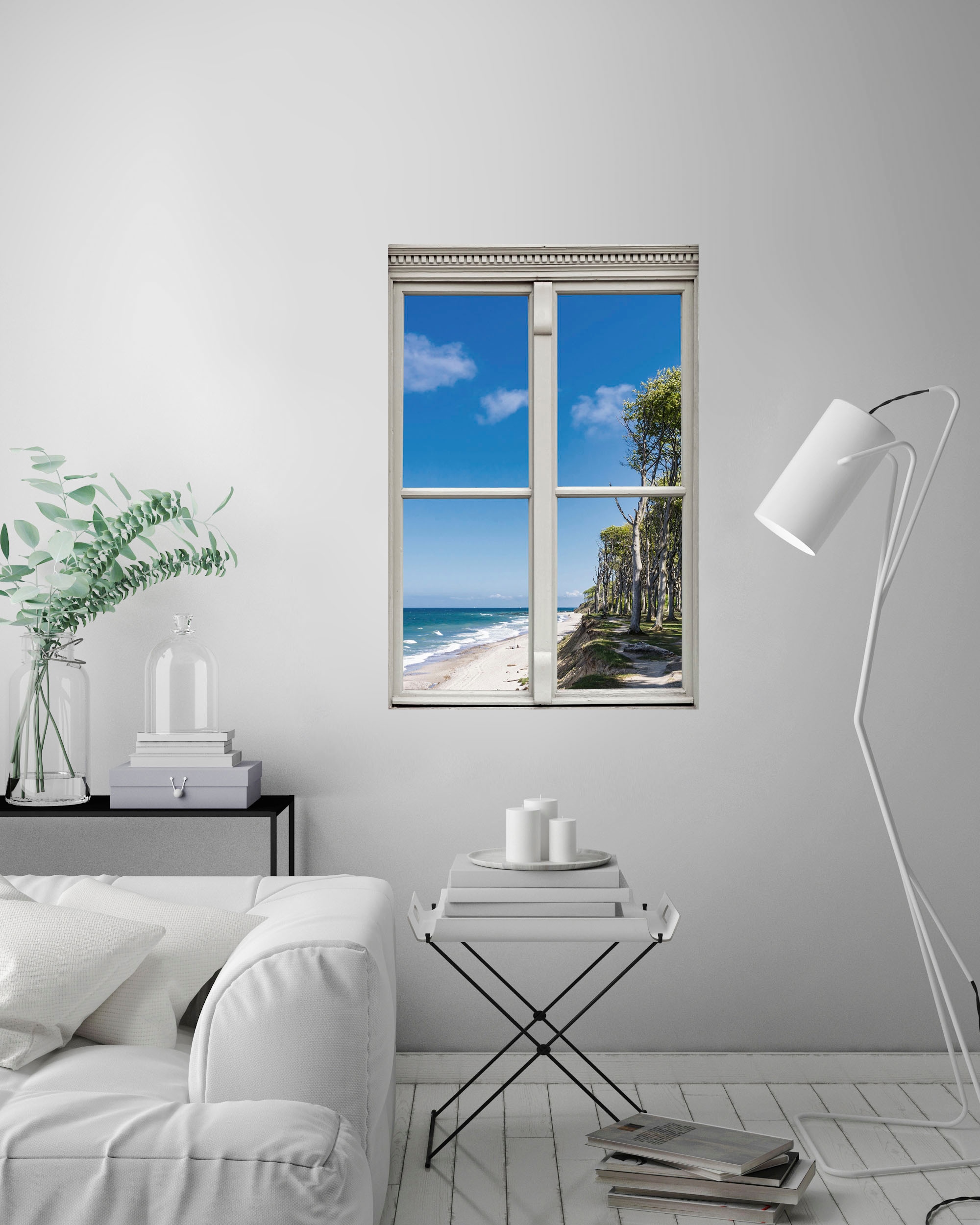 queence Wandsticker »Strand«, Wandsticker, Wandbild, selbstklebend, 3D, Fenster