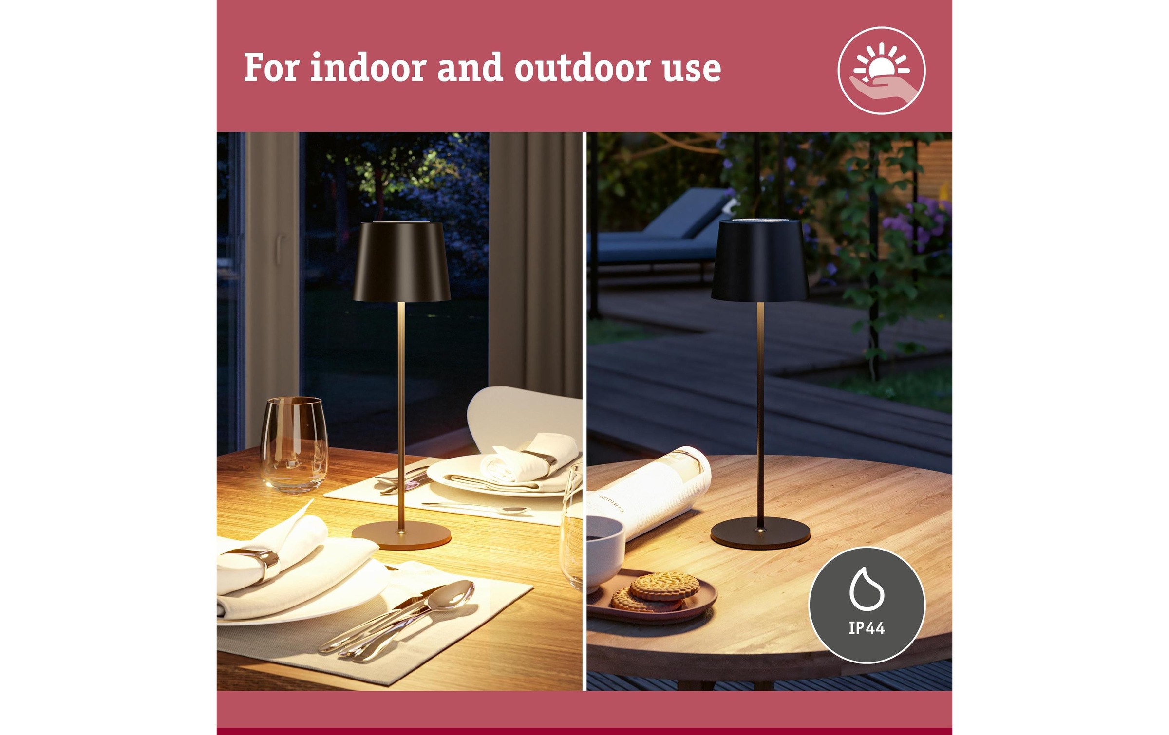 Paulmann Lampe de table extérieure LED »Akkuleuchte Gilo IP44 dimmbar« 1 cuis