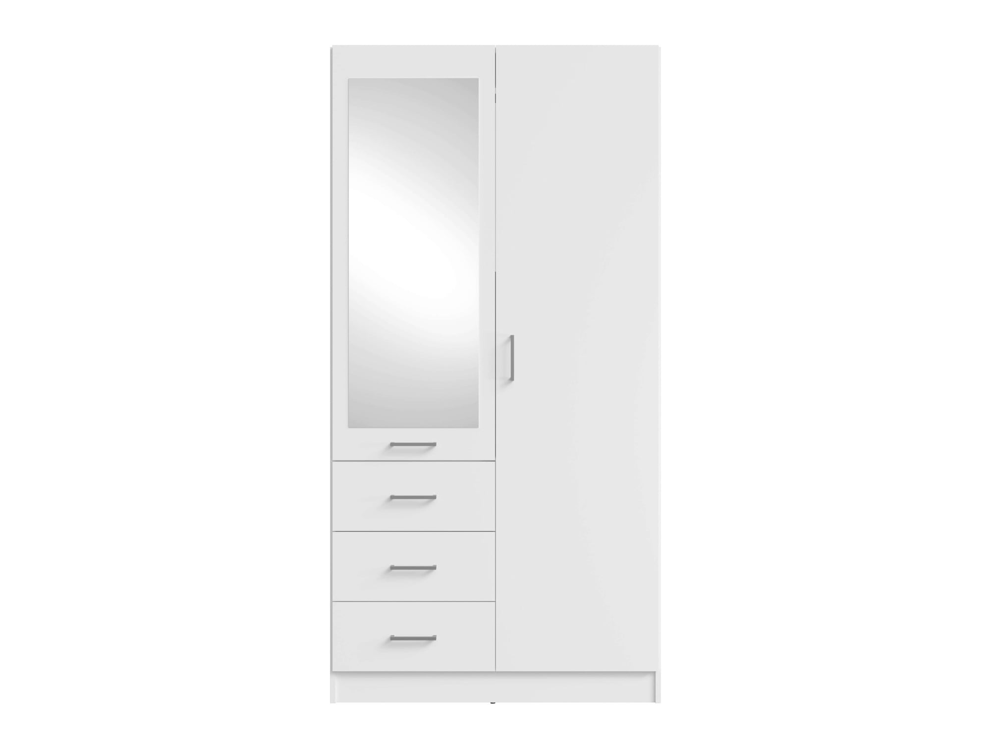 Home affaire Kleiderschrank »KOS Garderobe mit 3 Schubladen, Kleiderstange und Spiegel«, Wäscheschrank mit 2 Drehtüren, silberfarben Griffen, Masse B/H/T 101/200/58cm