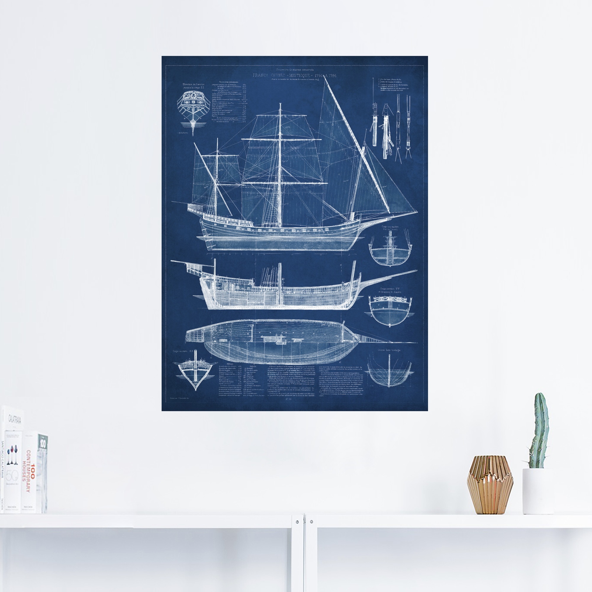 Artland Wandbild »Entwurf für ein Antikes Schiff I«, Boote & Schiffe, (1 St.), als Alubild, Outdoorbild, Wandaufkleber in verschied. Grössen