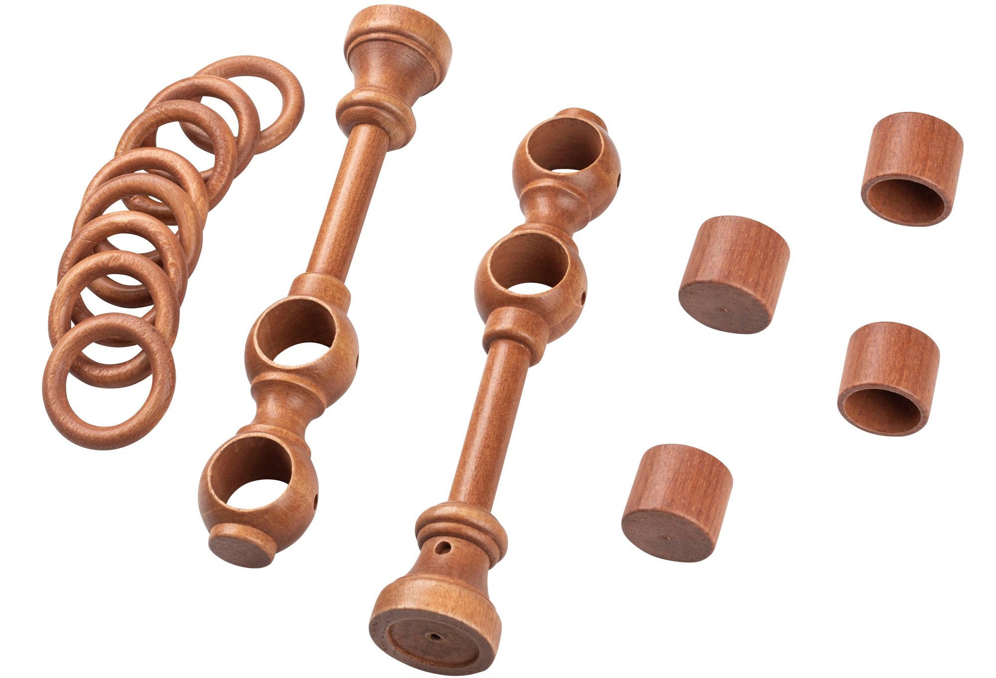 SN DECO GROUP Gardinenstange »Cafiro«, 2 läufig-läufig, Fixmass, 28 mm, Holz, verschiedene Längen und Farben, Komplettset