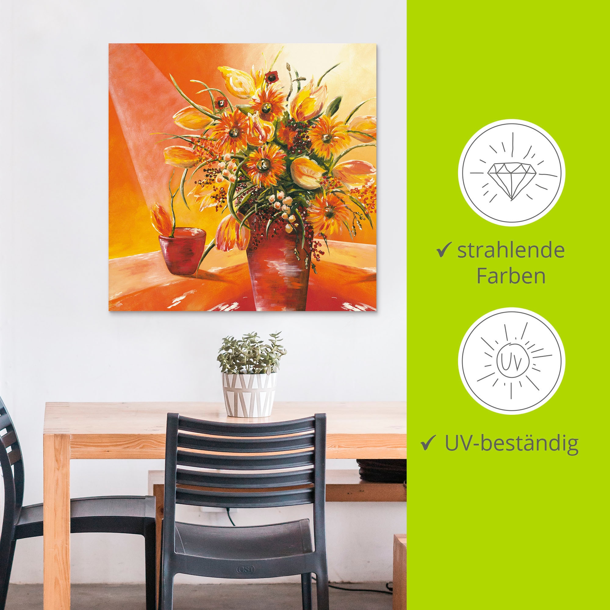 Artland Wandbild »Blumenstrauss in Vase I«, Blumen, (1 St.), als Alubild, Outdoorbild, Leinwandbild, Wandaufkleber, versch. Grössen