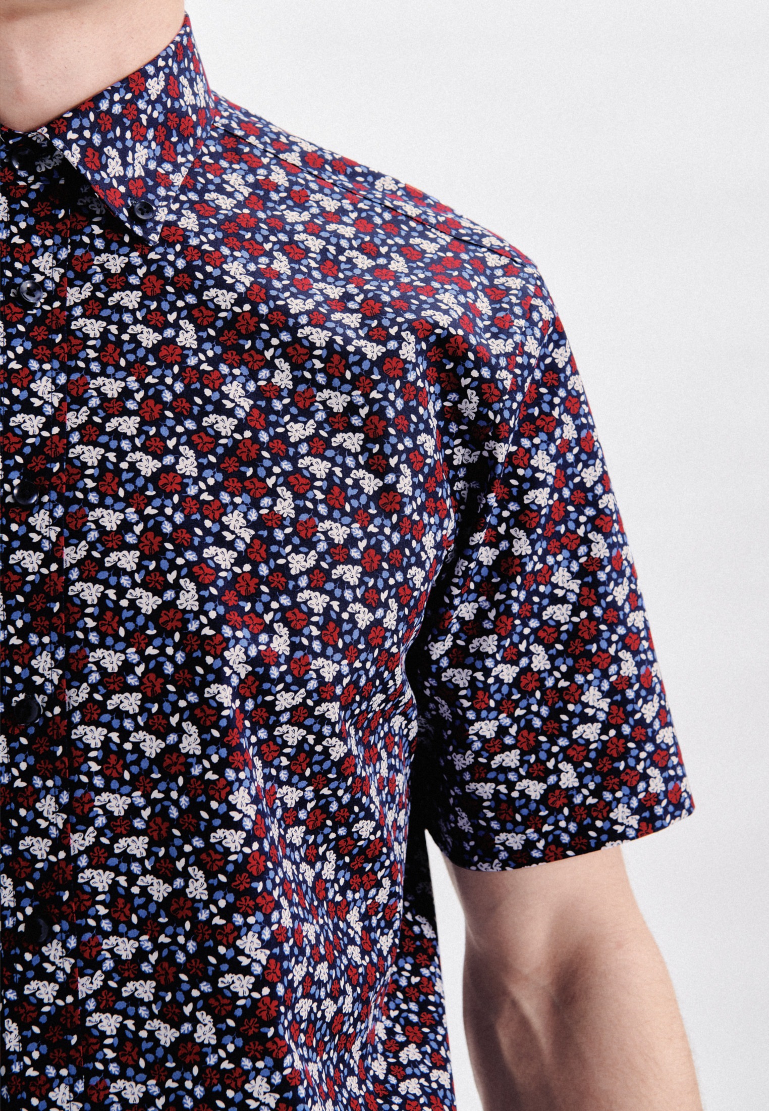 seidensticker Businesshemd »Regular«, Regular Kurzarm Button-Down-Kragen Druck