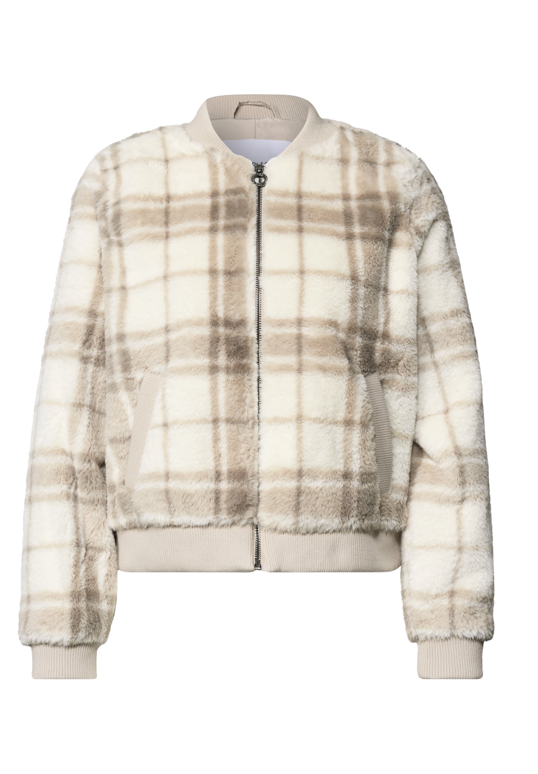 STREET ONE Blouson sans capuche blouson en fausse fourrure avec détails en tricot et impression