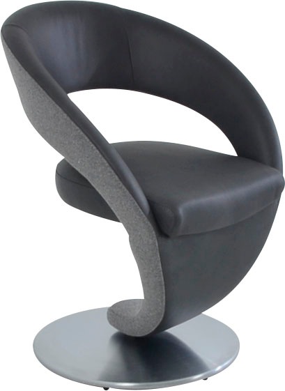 K+W Komfort & Wohnen Chaise de salle à manger »Wave, Drehstuhl« () Fauteuil pivotant design, plateau tournant en métal aspect inox, combinaison de couleurs
