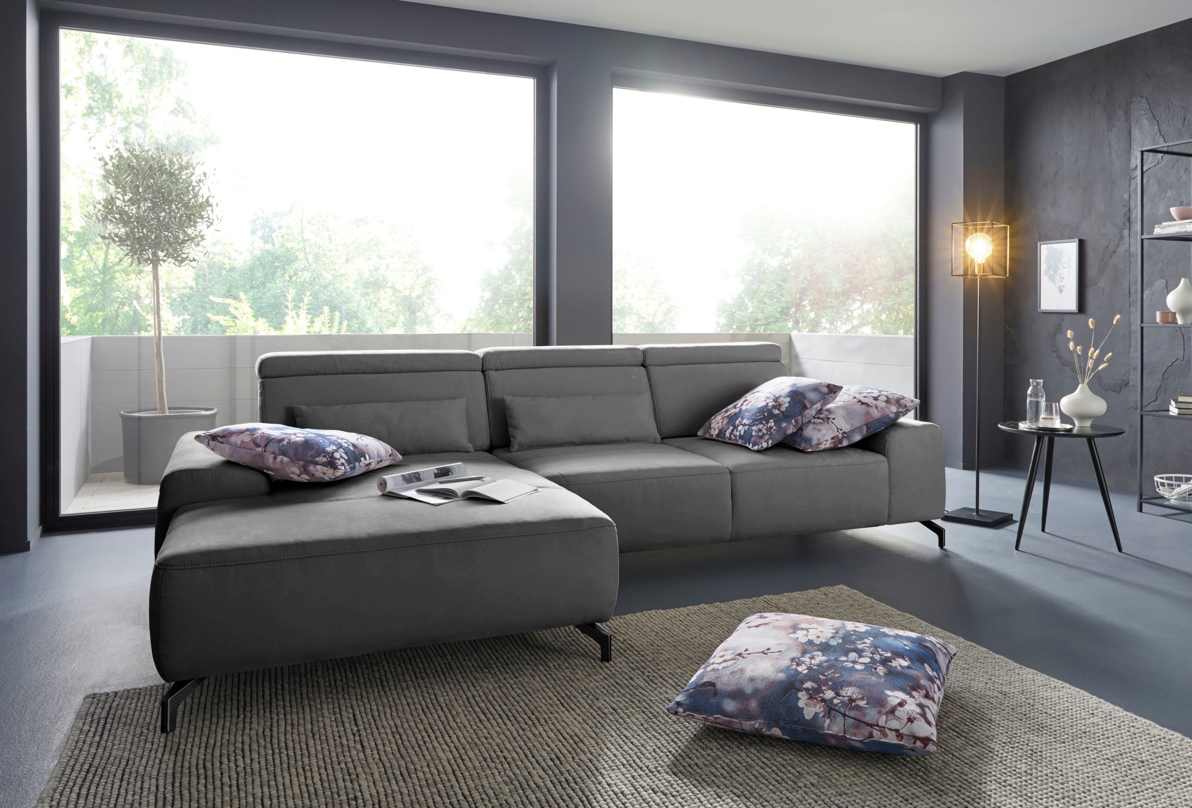 sit&more Ecksofa »Gizeh L-Form«, Fusshöhe 12 cm, inklusive Sitztiefenverstellung und Kopfteilverstellung