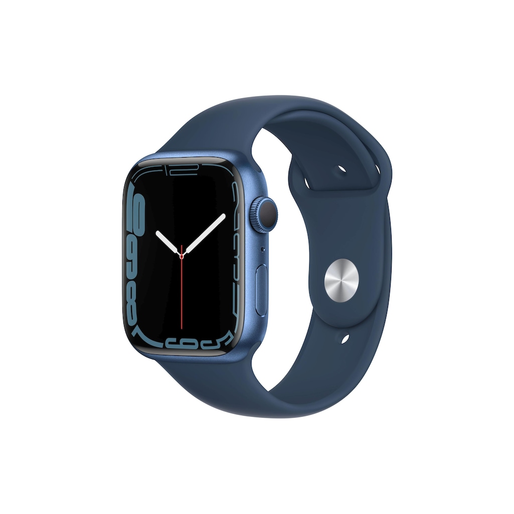 Apple Smartwatch »Serie 7, GPS, 45 mm Aluminiumgehäuse mit Sportarmband«, (Watch OS MKN83FD/A)