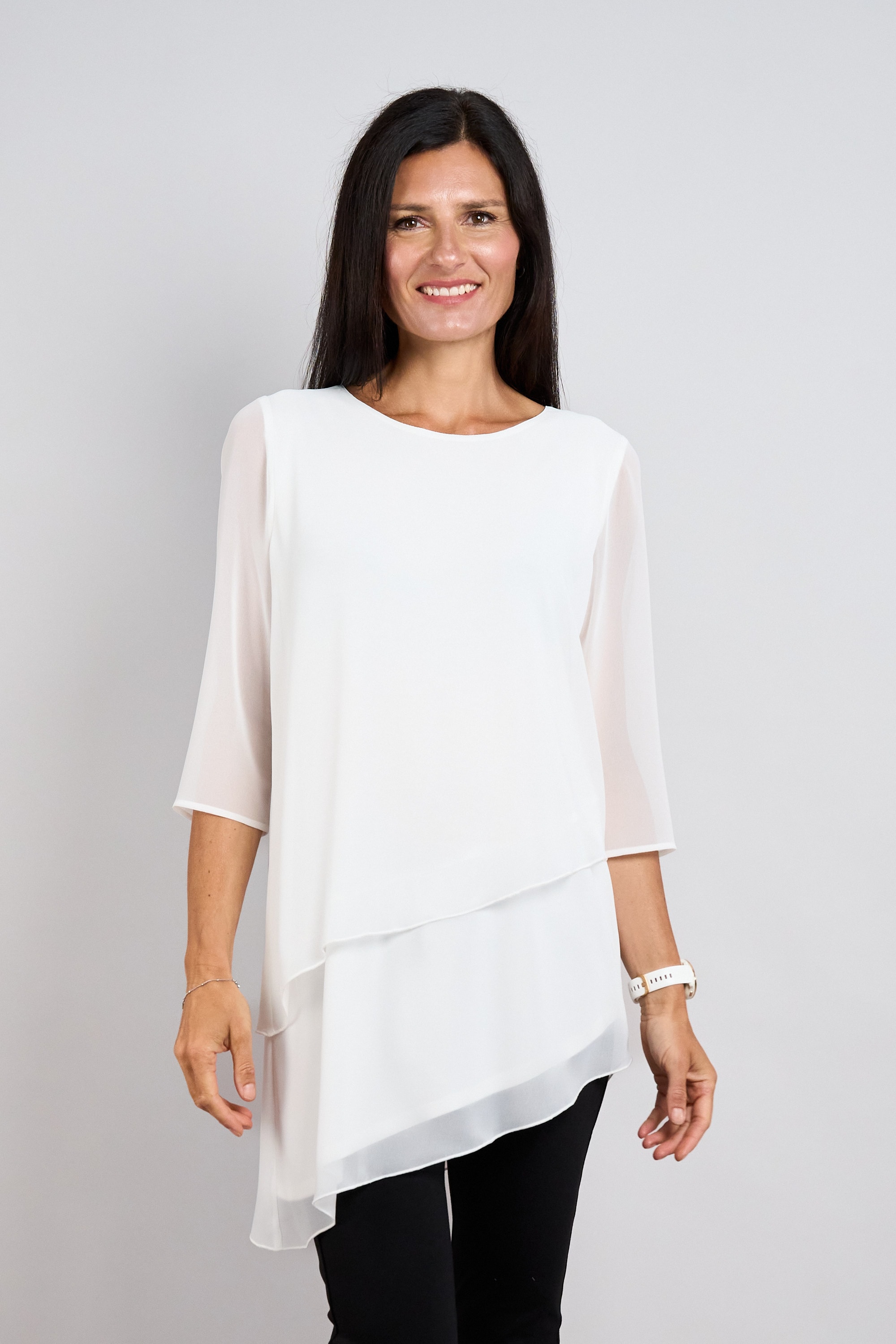 Image of Seidel Moden Longbluse 3/4-Arm im Lagen-Look / asymmetrischer Schnitt / MADE IN GERMANY