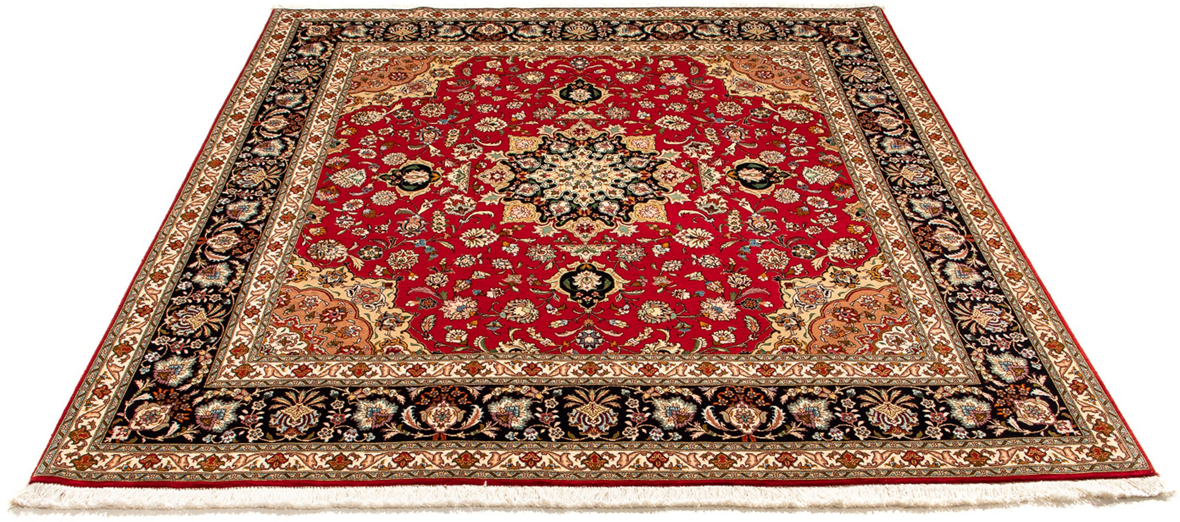 Image of morgenland Orientteppich »Perser - Täbriz - Royal quadratisch - 208 x 200 cm - rot«, quadratisch, 7 mm Höhe, Wohnzimmer, Handgeknüpft, Einzelstück mit Zertifikat bei Ackermann Versand Schweiz
