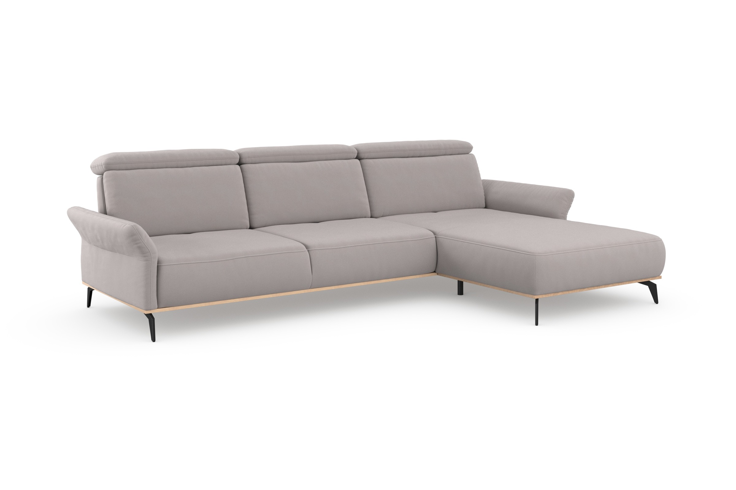 Places of Style Ecksofa »Fjord L-Form«, massiv, wahlweise mit Armlehnfunktion, Kopf- Sitztiefenverstellung