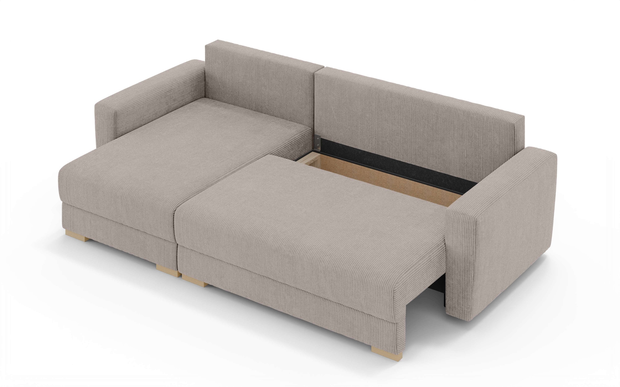 Home affaire Canapé d'angle »MAGHERA universell Schlafsofa mit Bettkasten, Masse B/T/H: 255/142/84cm« L-Form mit Recamiere rechts oder links montierbar, hoher Sitzkomfort
