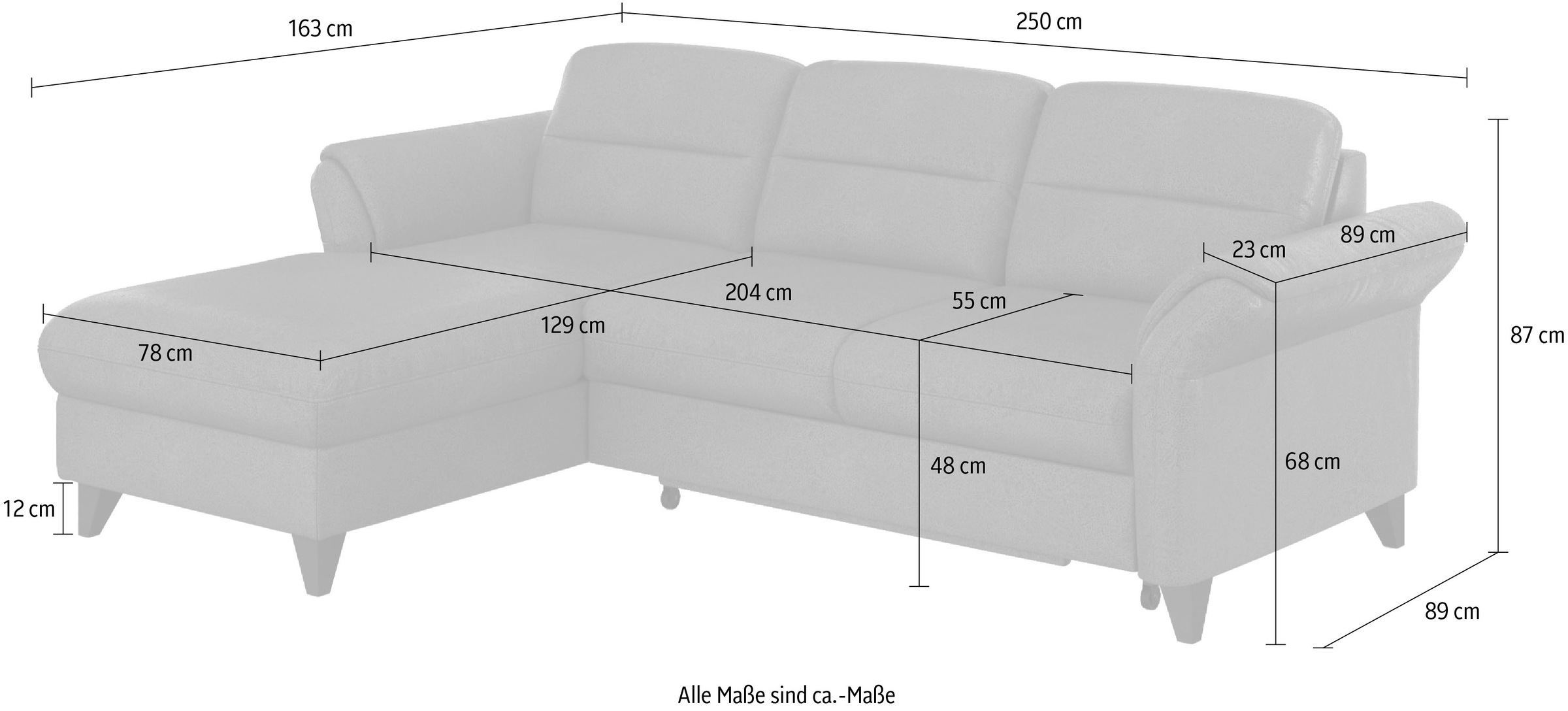 sit&more Ecksofa »Mellum L-Form«, Federkern, wahlweise mit Bettfunktion, Bettkasten und Armteilfunktion