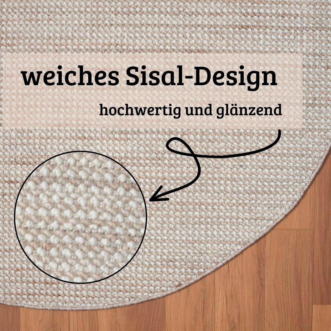my home Teppich »Vals«, rund, 7 mm Höhe, Uni Farben, meliert, Sisal-Optik, auch in rechteckig erhältlich
