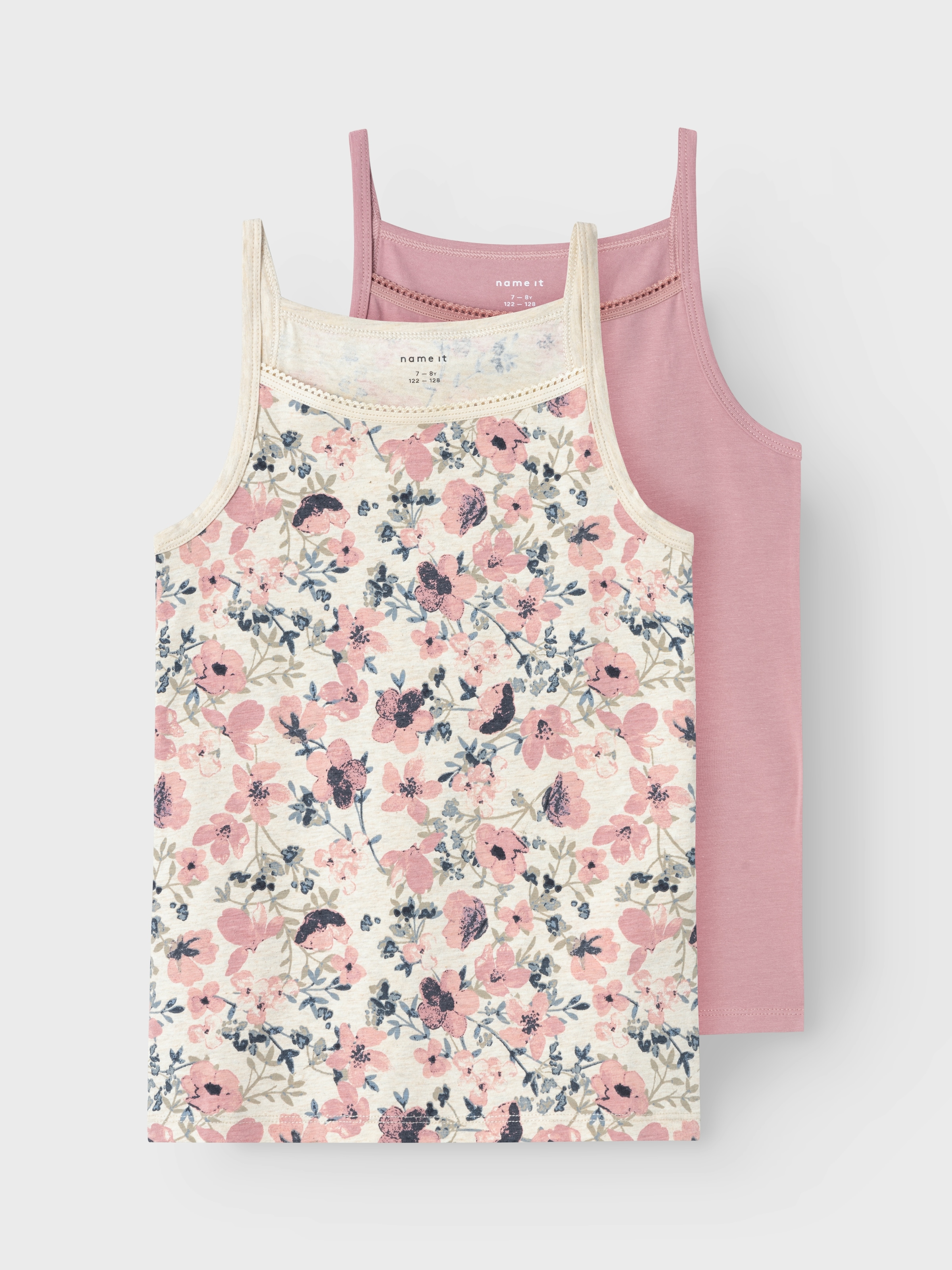 Image of Name It Unterhemd "NKFSTRAP für Mädchen mit floralem Print im 2er-Pack" Packung, 2 Stk. bedruckt, casual, regular fit, Baumwollmischung, Rundhals