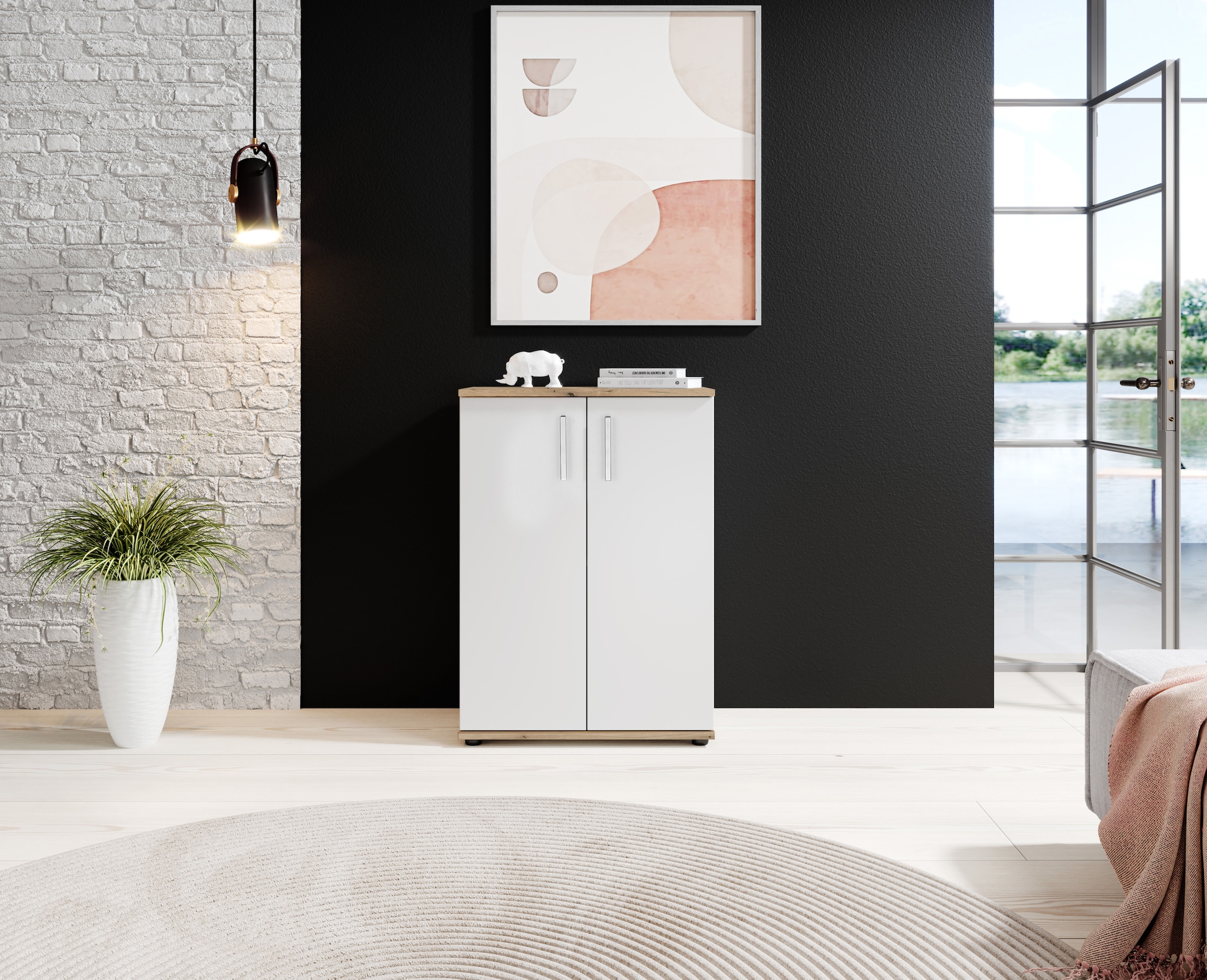 HBZ Kommode »BC-Drift-2, Mehrzweckschrank Stellmass BxHxT 60x84x35 cm« 1 Stk. tlg. Schrank mit 2 Türen und 1 Einlegeboden